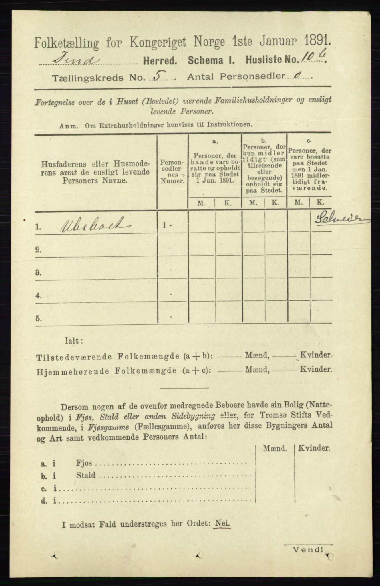 RA, 1891 census for 0826 Tinn, 1891, p. 984