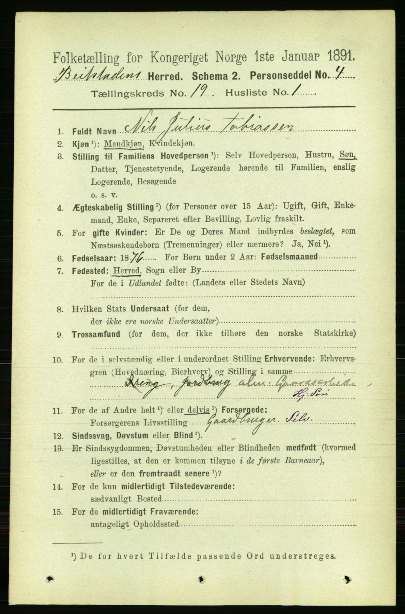 RA, 1891 census for 1727 Beitstad, 1891, p. 4817