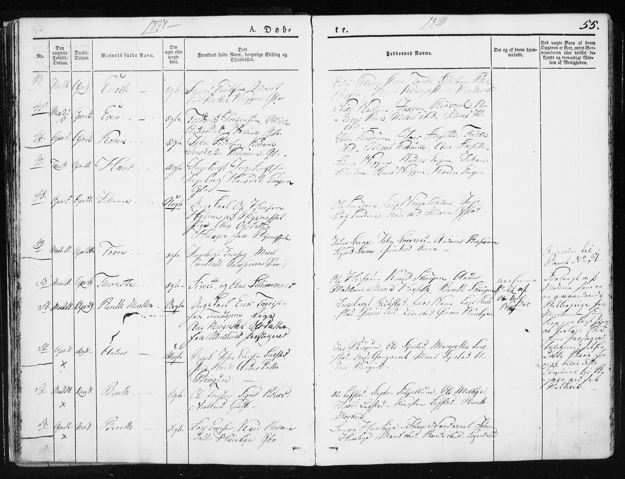 Ministerialprotokoller, klokkerbøker og fødselsregistre - Sør-Trøndelag, AV/SAT-A-1456/665/L0771: Parish register (official) no. 665A06, 1830-1856, p. 55