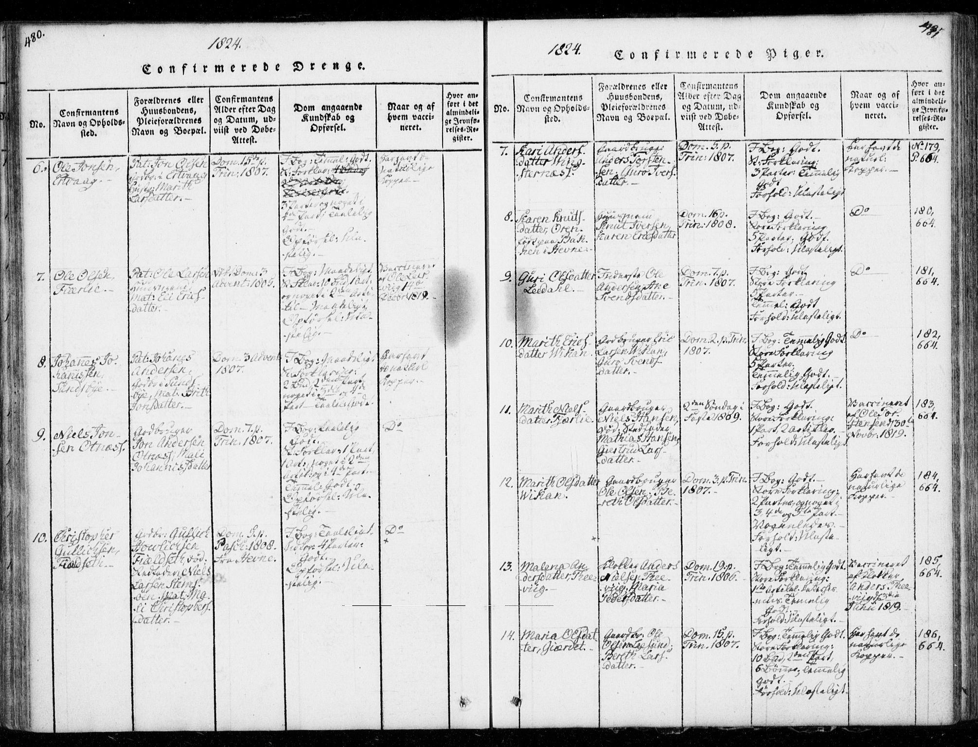 Ministerialprotokoller, klokkerbøker og fødselsregistre - Møre og Romsdal, AV/SAT-A-1454/578/L0903: Parish register (official) no. 578A02, 1819-1838, p. 480-481