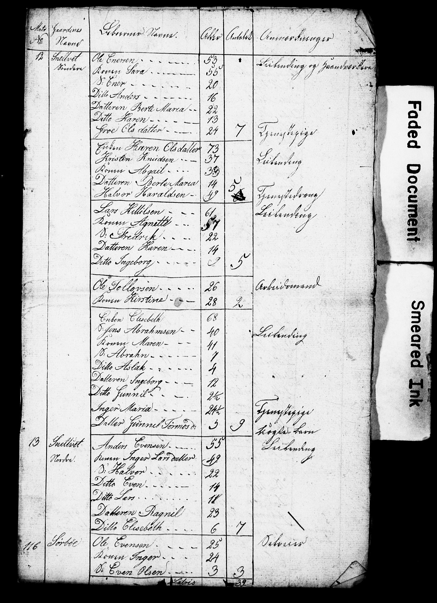 , Census 1825 for Gjerpen, 1825