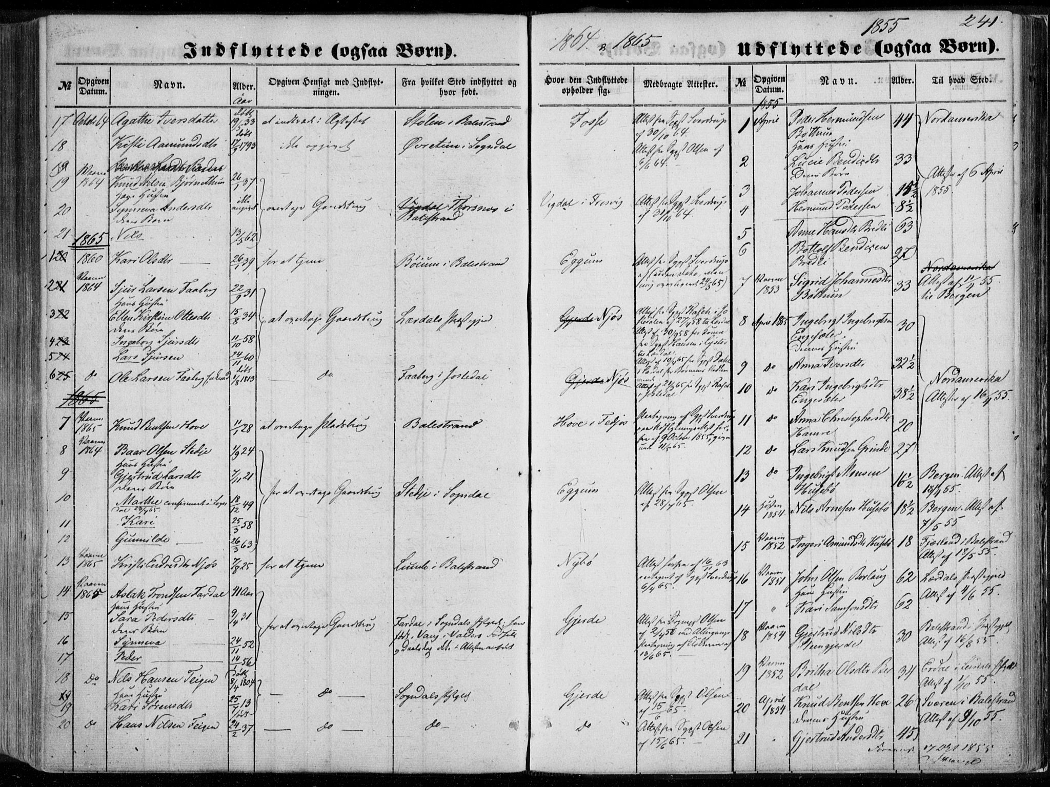 Leikanger sokneprestembete, SAB/A-81001: Parish register (official) no. A 8, 1852-1868, p. 241