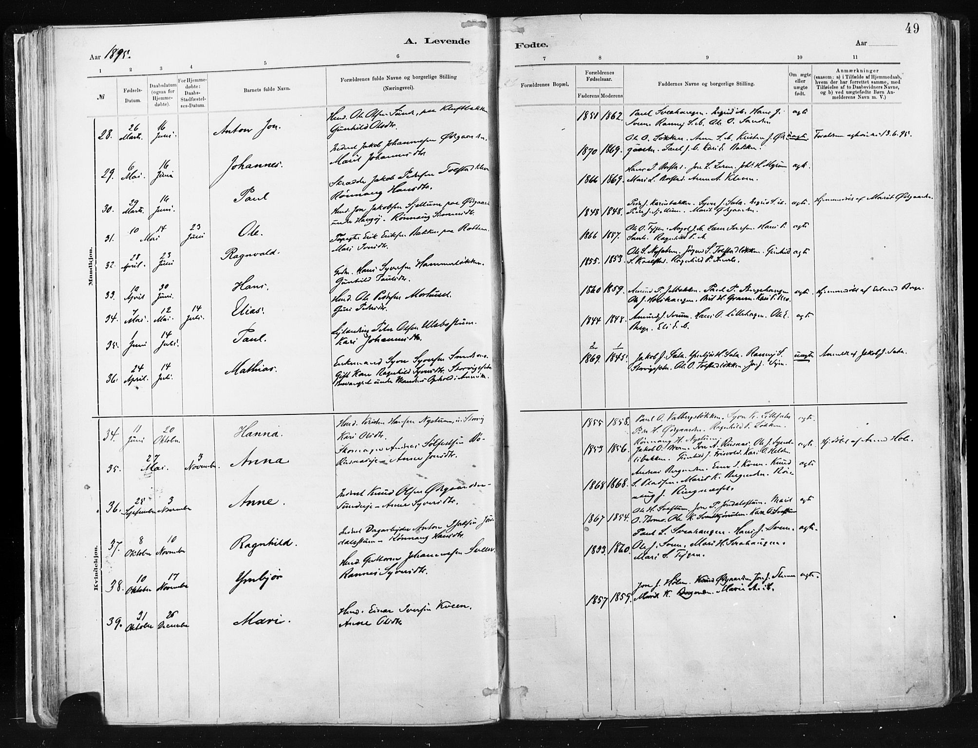 Vågå prestekontor, AV/SAH-PREST-076/H/Ha/Haa/L0009: Parish register (official) no. 9, 1886-1904, p. 49