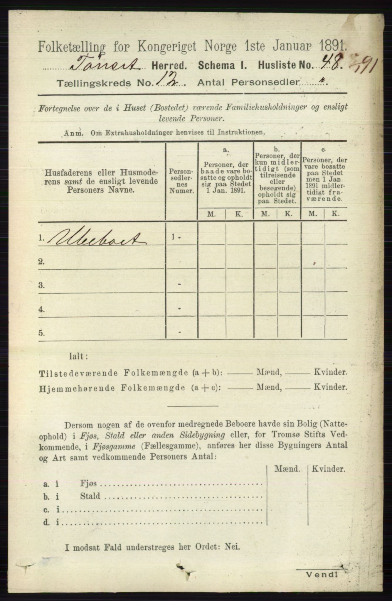 RA, 1891 census for 0437 Tynset, 1891, p. 3197