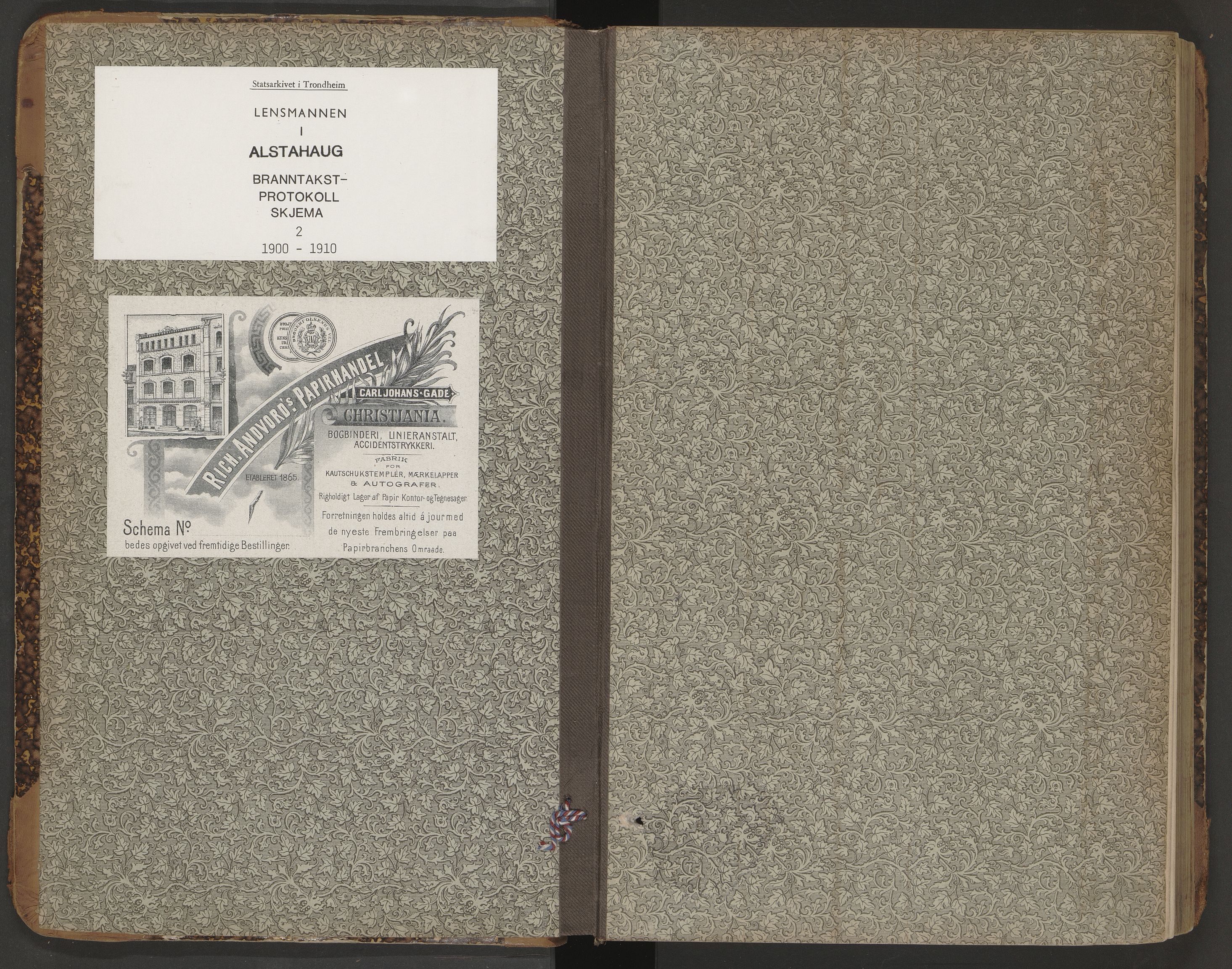 Norges Brannkasse Alstahaug, SAT/A-5568/Fb/L0002: Branntakstprotokoll - skjema, 1900-1910