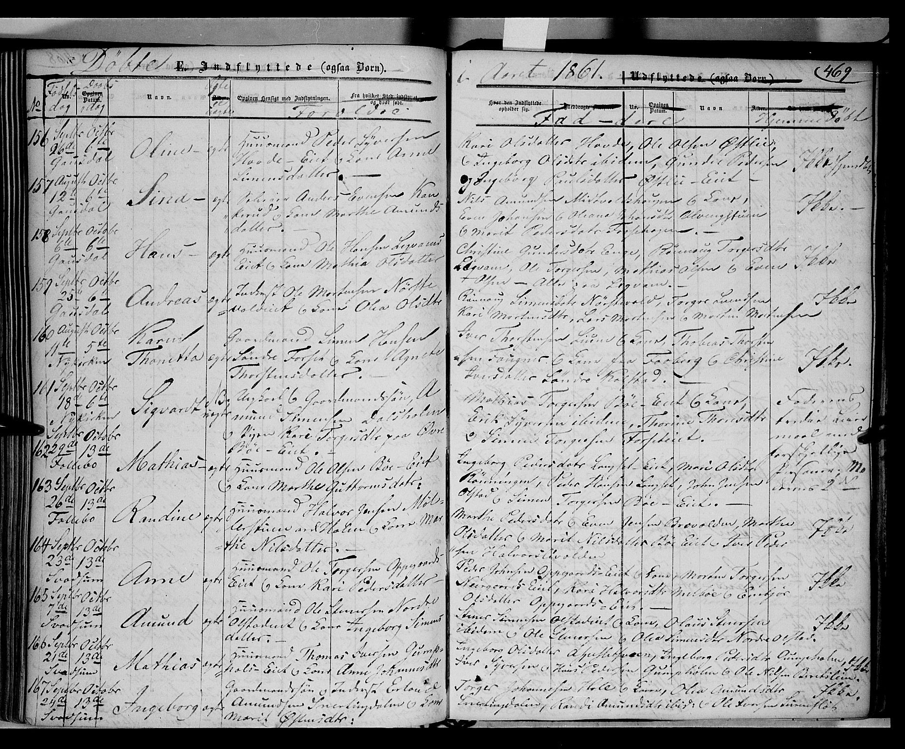 Gausdal prestekontor, SAH/PREST-090/H/Ha/Haa/L0008: Parish register (official) no. 8, 1850-1861, p. 469