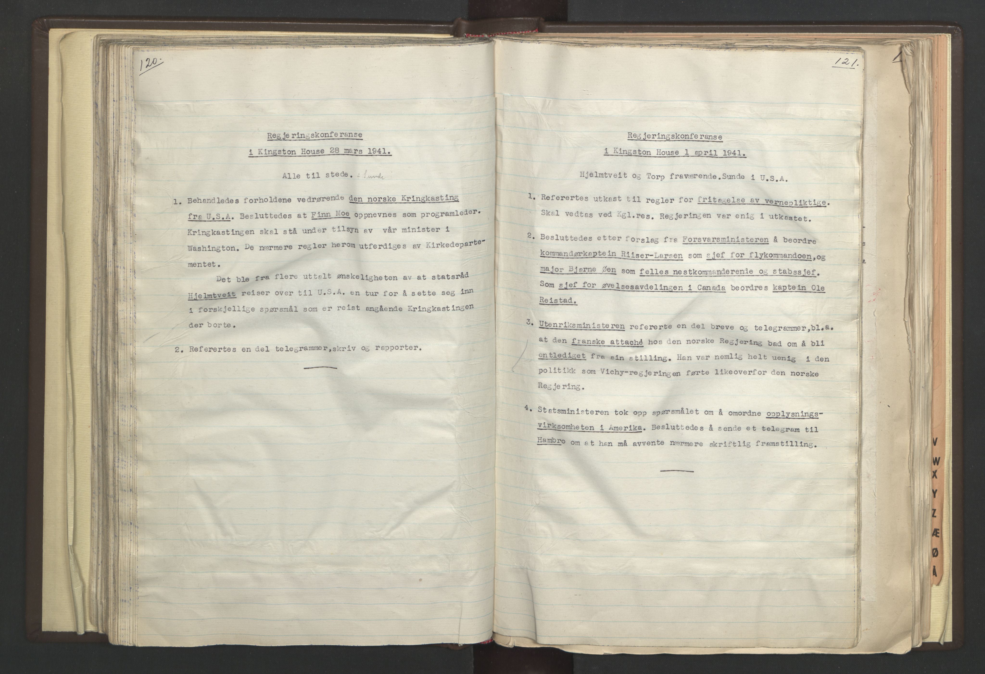 Statsministerens kontor, AV/RA-S-1005/A/Aa/L0001: Referat fra regjeringskonferanser, 1940-1941, p. 120-121