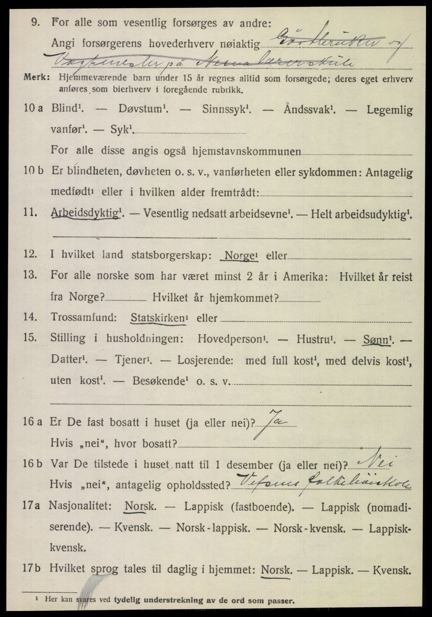 SAT, 1920 census for Nesna, 1920, p. 5200