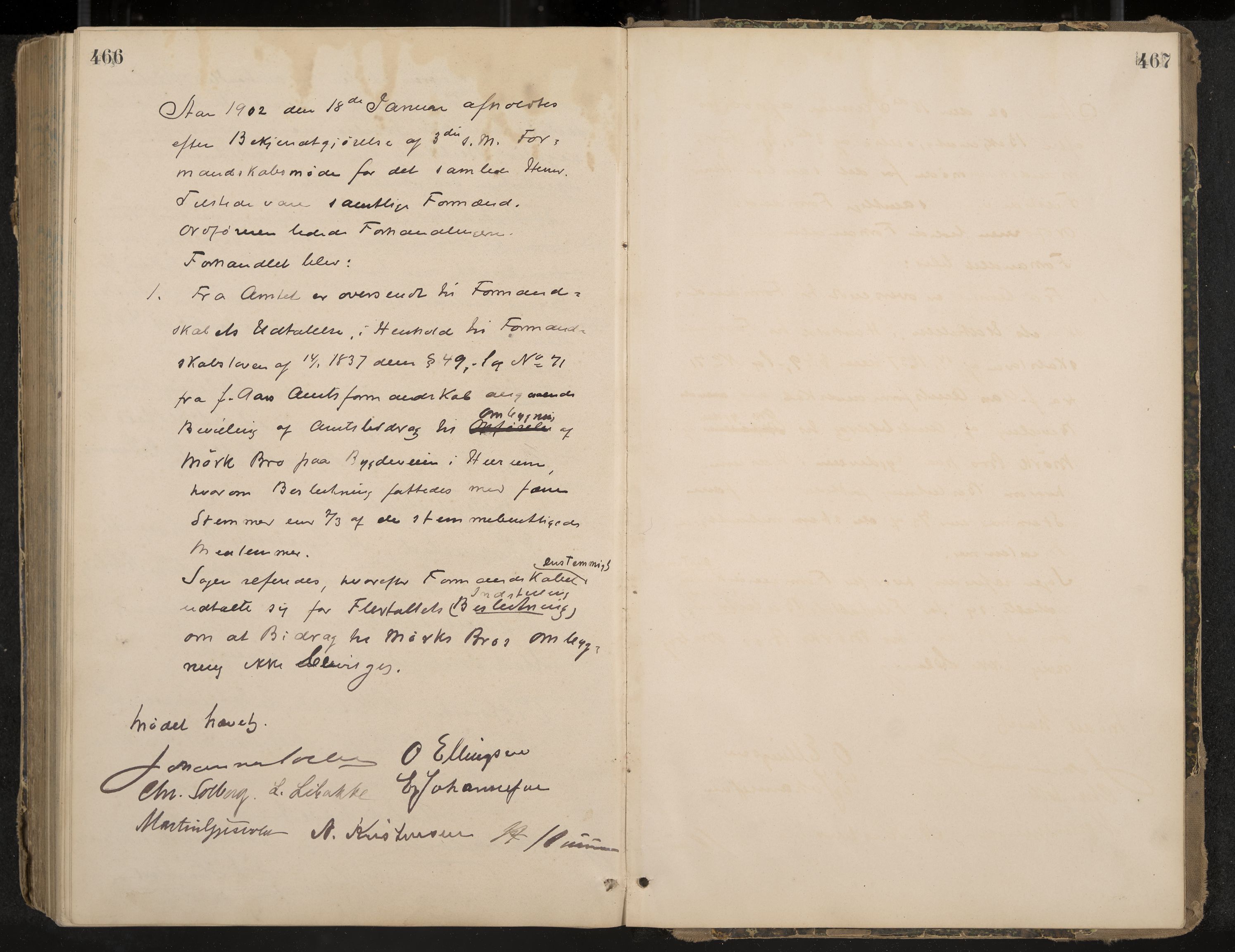 Hole formannskap og sentraladministrasjon, IKAK/0612021-1/A/Aa/L0003: Møtebok med register, 1892-1902, p. 466-467
