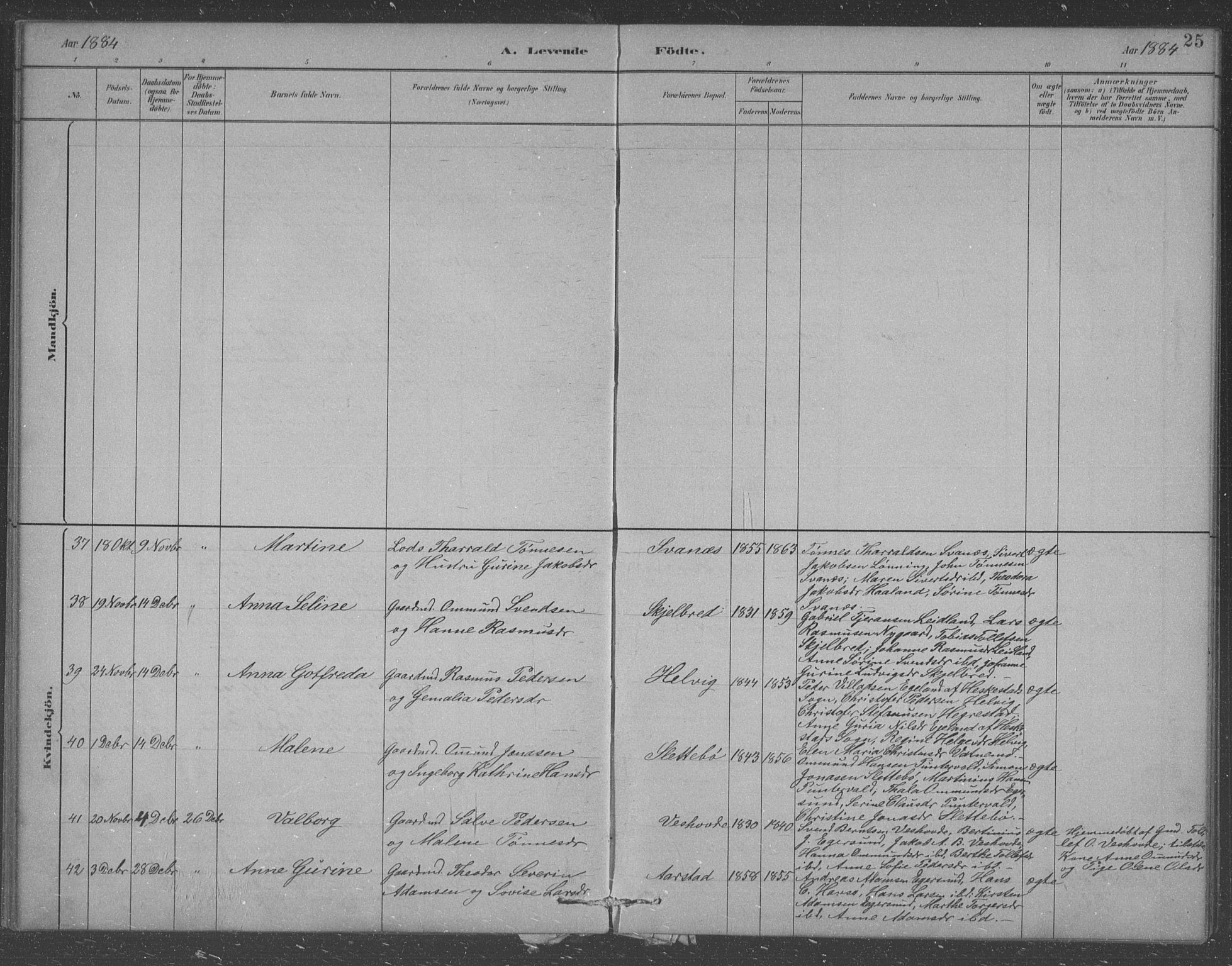 Eigersund sokneprestkontor, AV/SAST-A-101807/S09/L0007: Parish register (copy) no. B 7, 1882-1892, p. 25