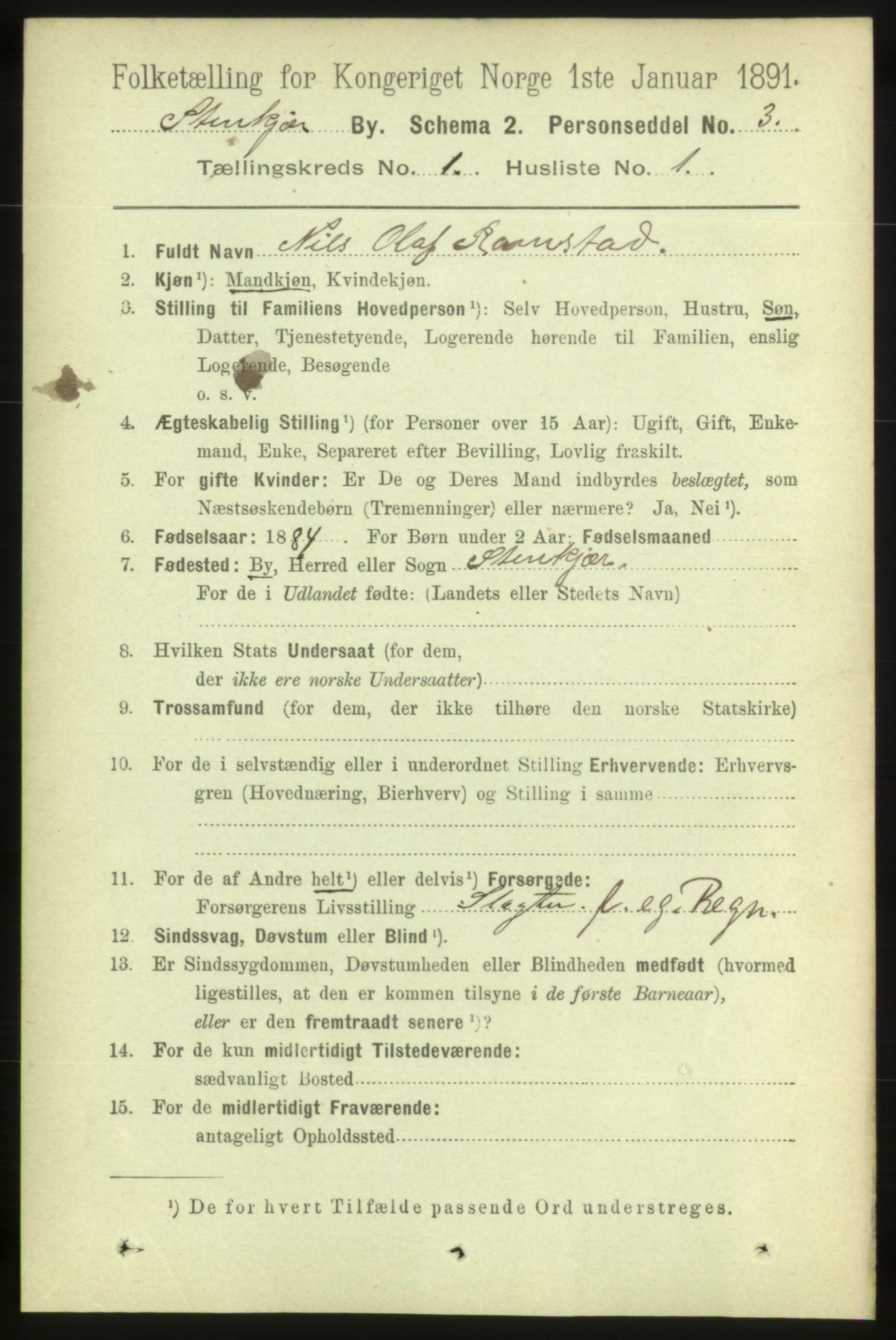 RA, 1891 census for 1702 Steinkjer, 1891, p. 69