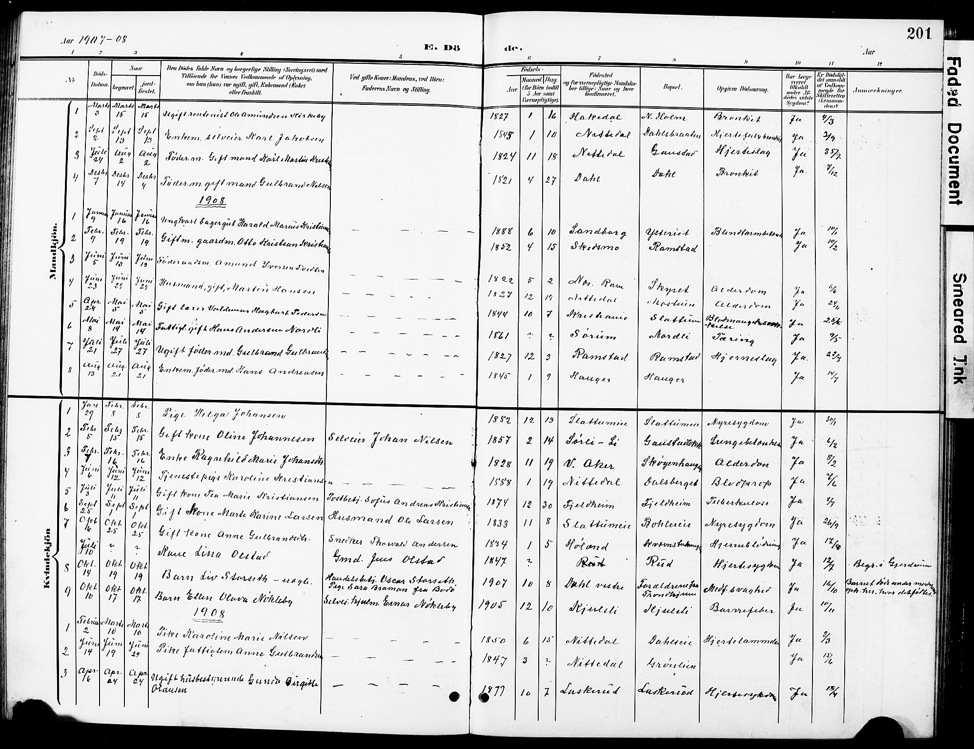 Nittedal prestekontor Kirkebøker, AV/SAO-A-10365a/G/Ga/L0003: Parish register (copy) no. I 3, 1902-1929, p. 201