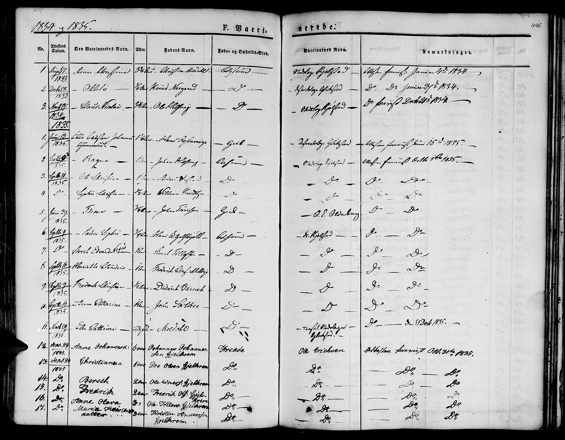 Ministerialprotokoller, klokkerbøker og fødselsregistre - Møre og Romsdal, SAT/A-1454/572/L0843: Parish register (official) no. 572A06, 1832-1842, p. 446