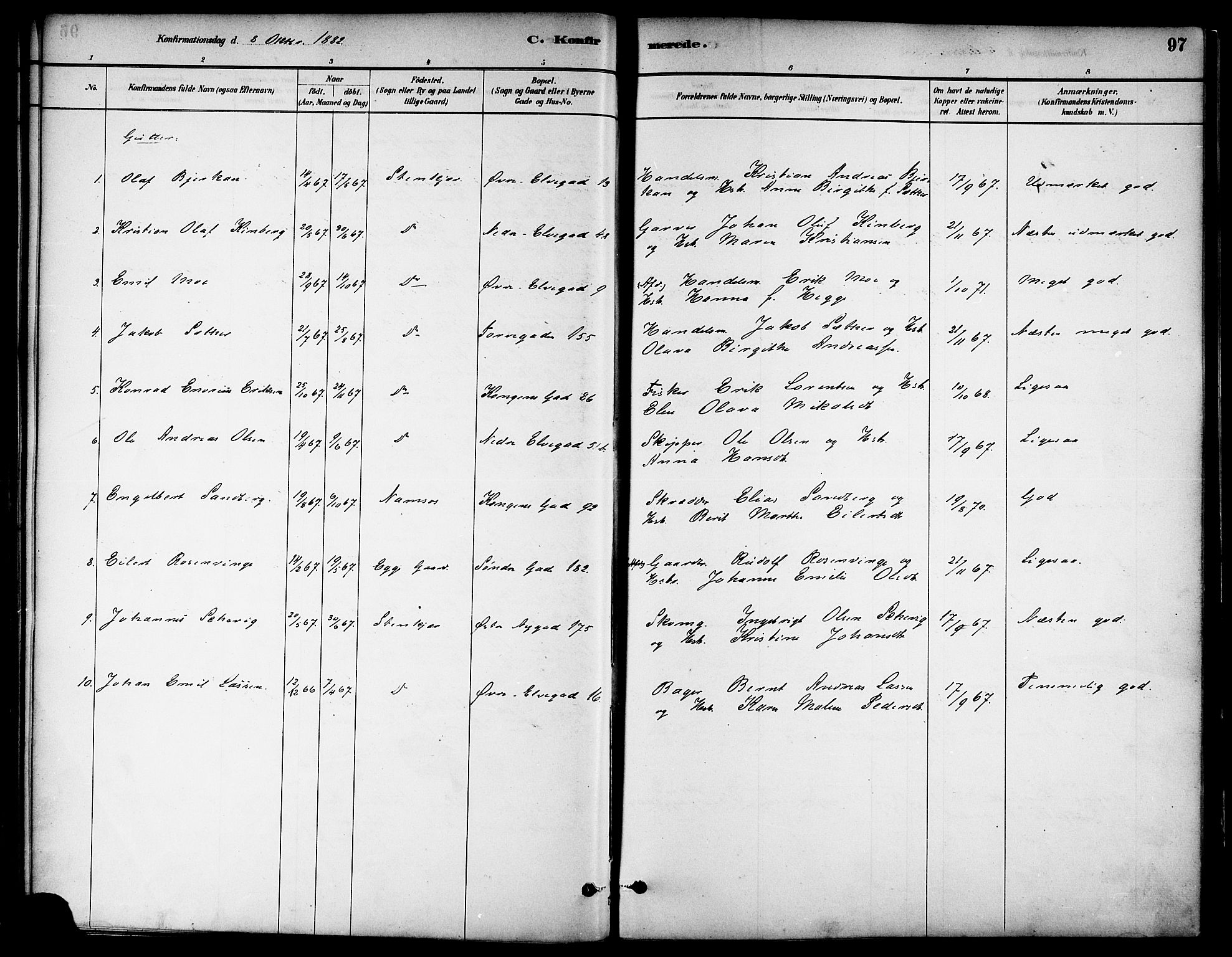 Ministerialprotokoller, klokkerbøker og fødselsregistre - Nord-Trøndelag, SAT/A-1458/739/L0371: Parish register (official) no. 739A03, 1881-1895, p. 97