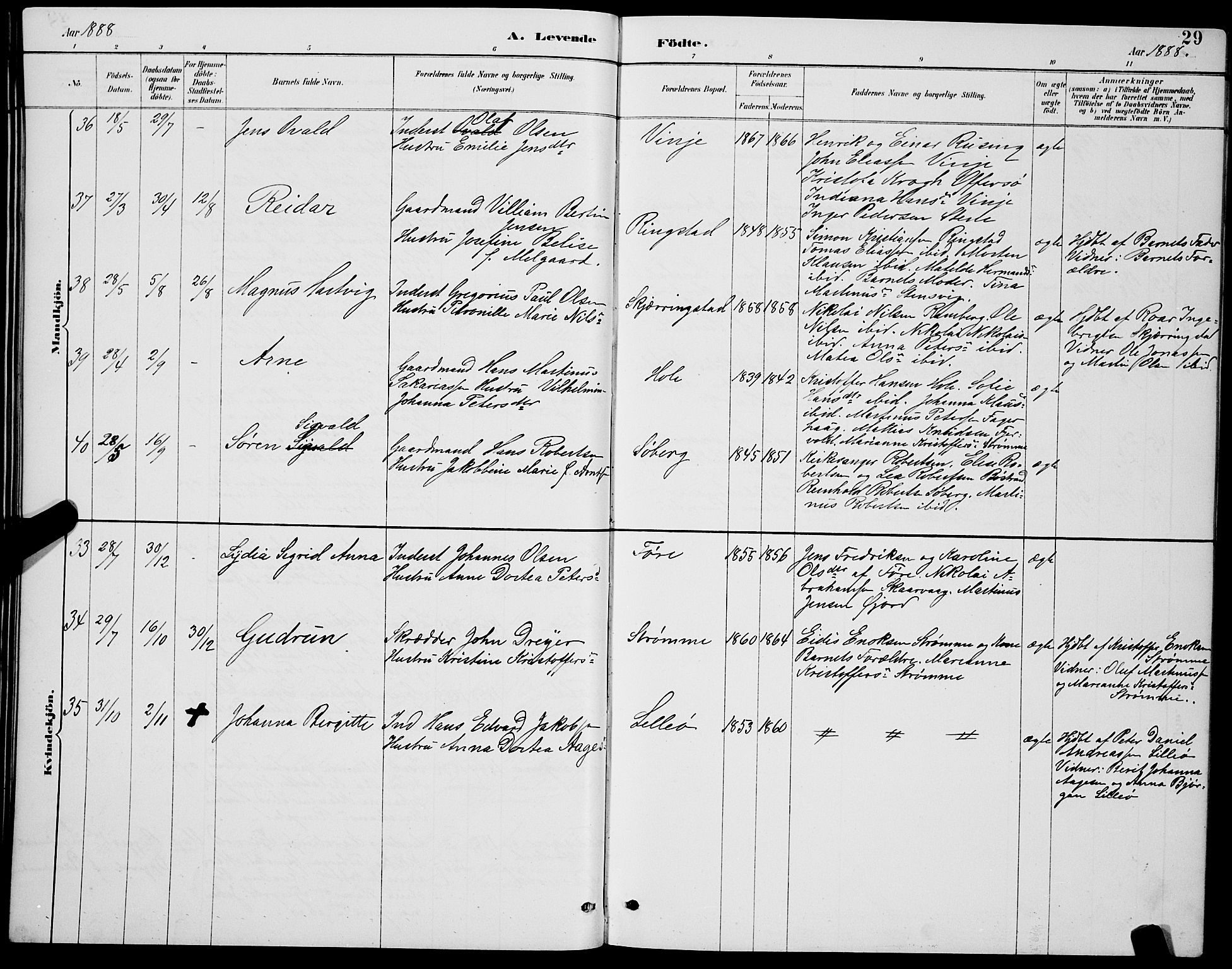 Ministerialprotokoller, klokkerbøker og fødselsregistre - Nordland, AV/SAT-A-1459/891/L1315: Parish register (copy) no. 891C04, 1886-1893, p. 29