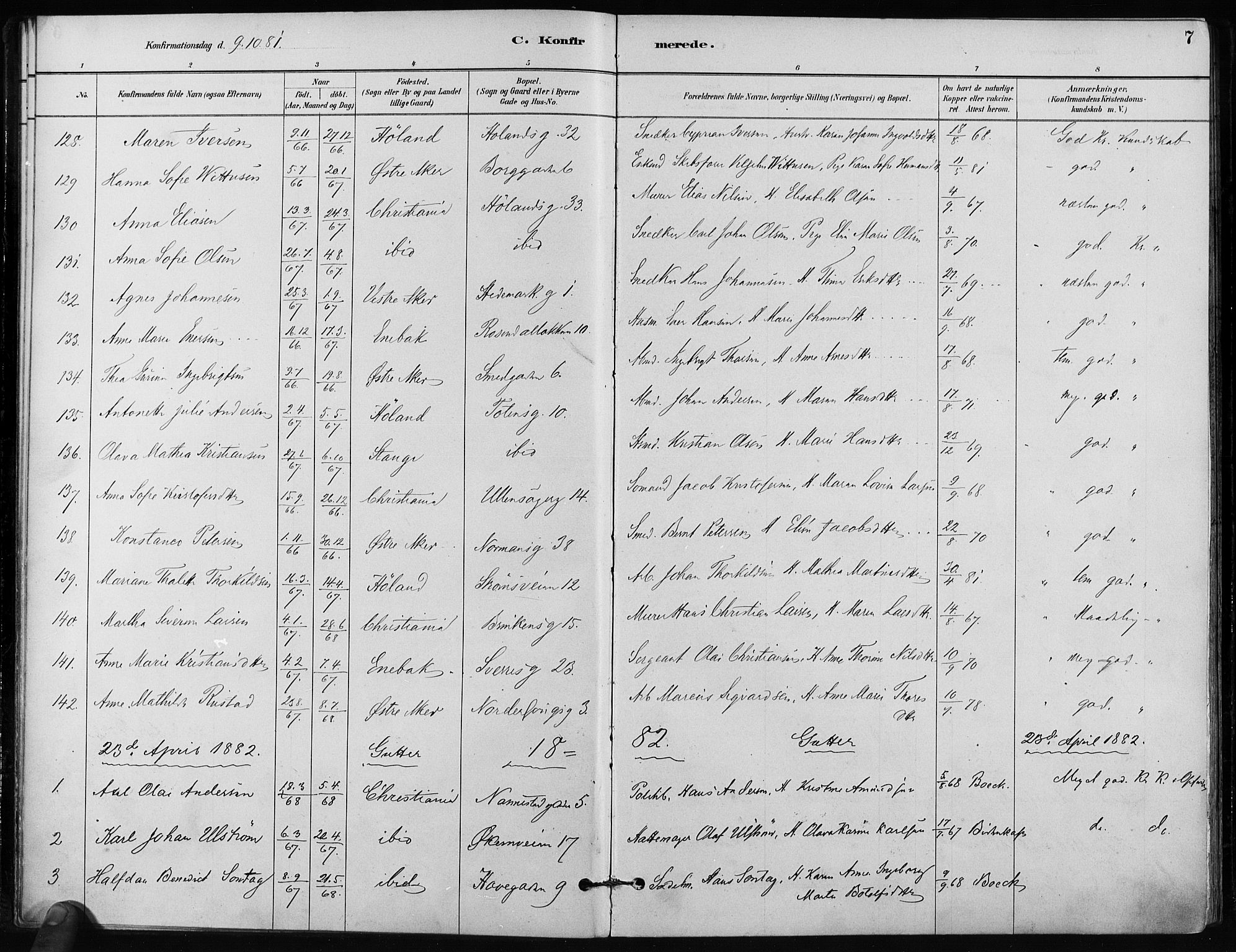 Kampen prestekontor Kirkebøker, AV/SAO-A-10853/F/Fa/L0002: Parish register (official) no. I 2, 1880-1888, p. 7