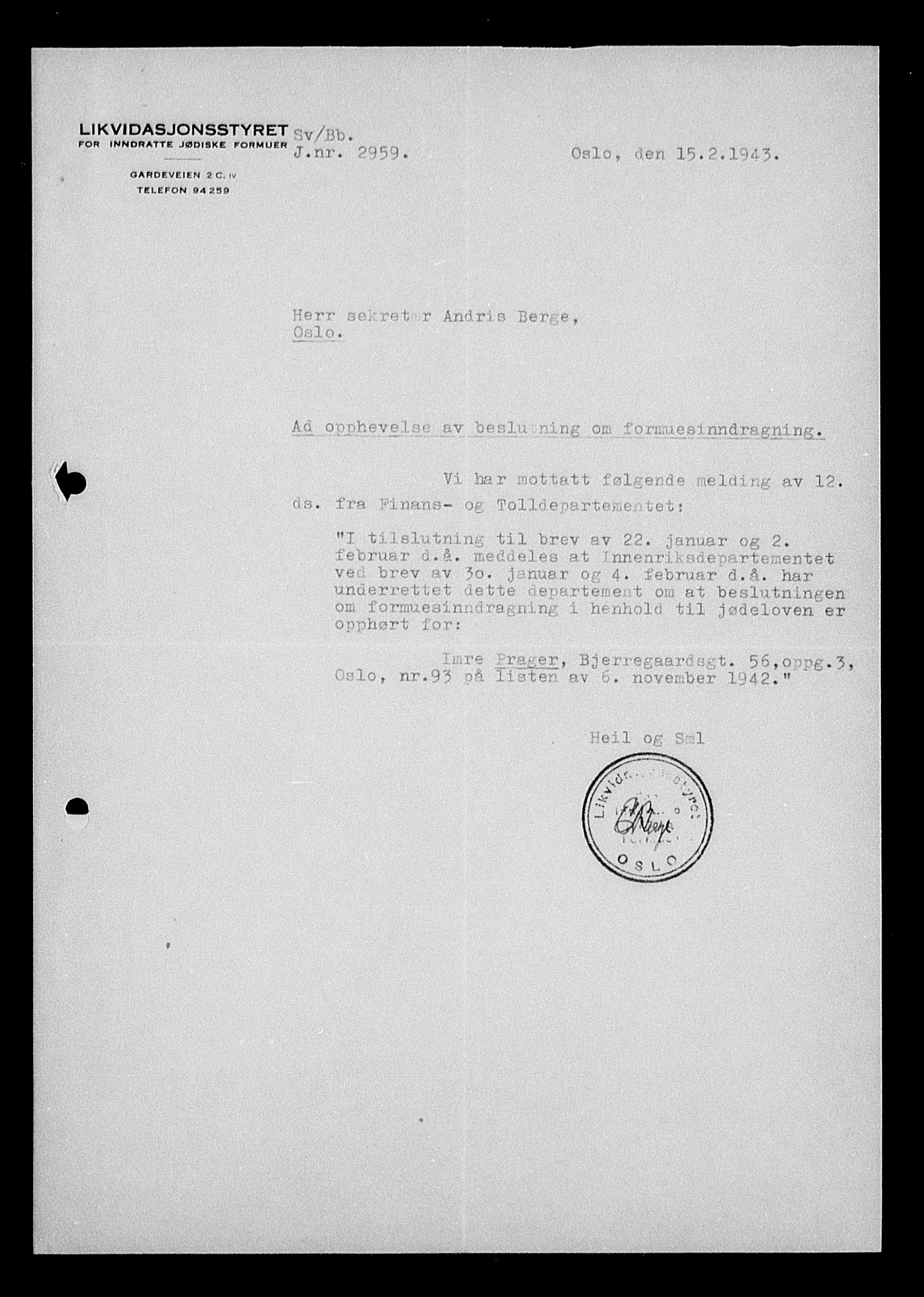 Justisdepartementet, Tilbakeføringskontoret for inndratte formuer, AV/RA-S-1564/H/Hc/Hcc/L0970: --, 1945-1947, p. 596