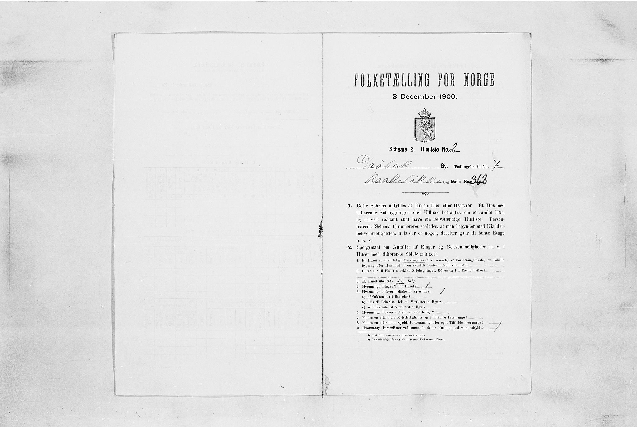 SAO, 1900 census for Drøbak, 1900