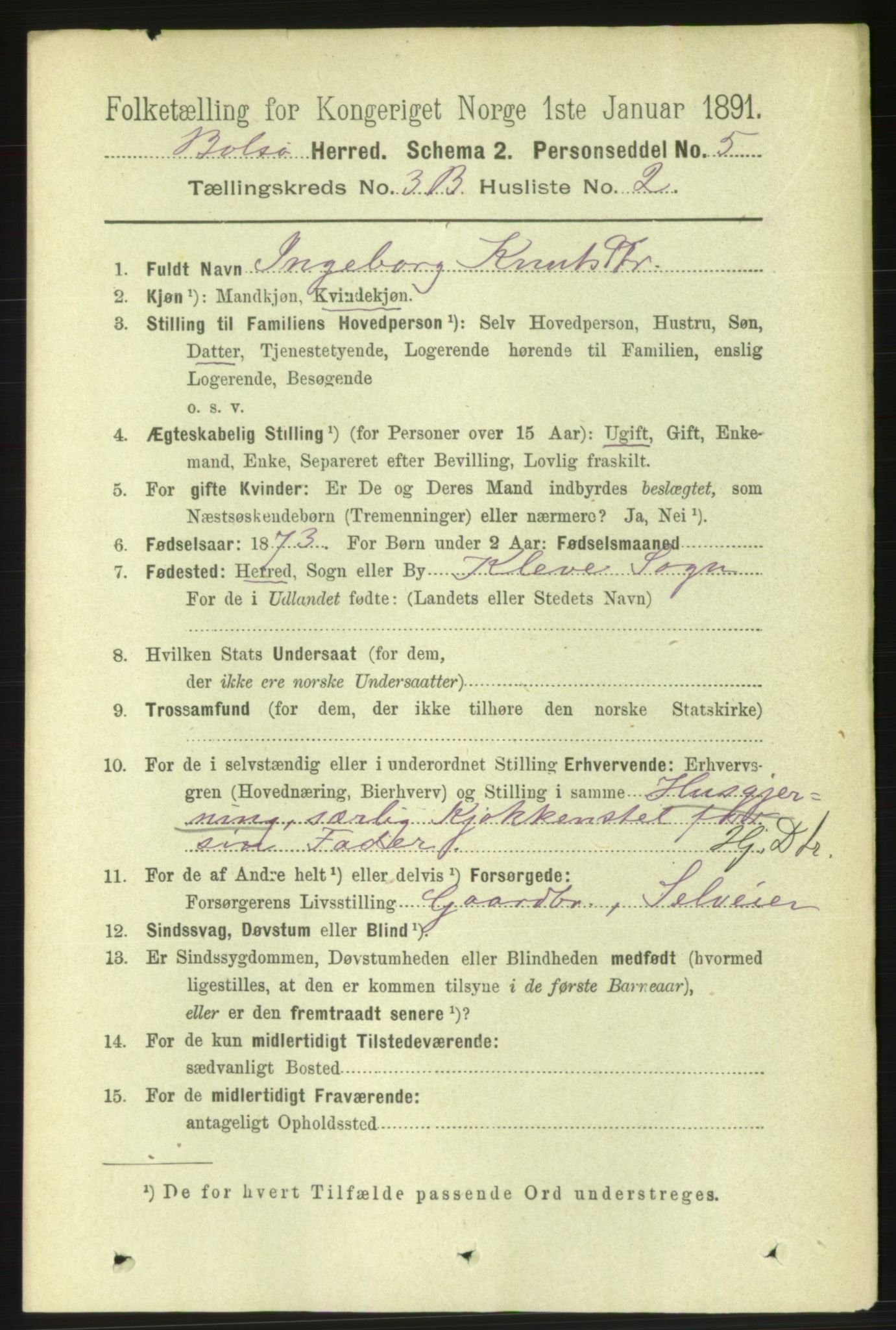 RA, 1891 census for 1544 Bolsøy, 1891, p. 2101