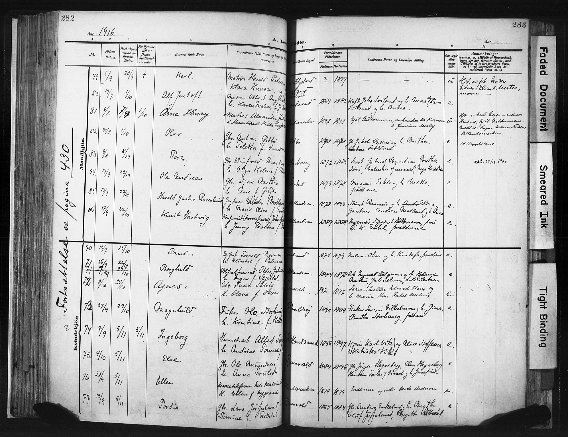 Hetland sokneprestkontor, AV/SAST-A-101826/30/30BA/L0013: Parish register (official) no. A 13, 1904-1918, p. 282-283