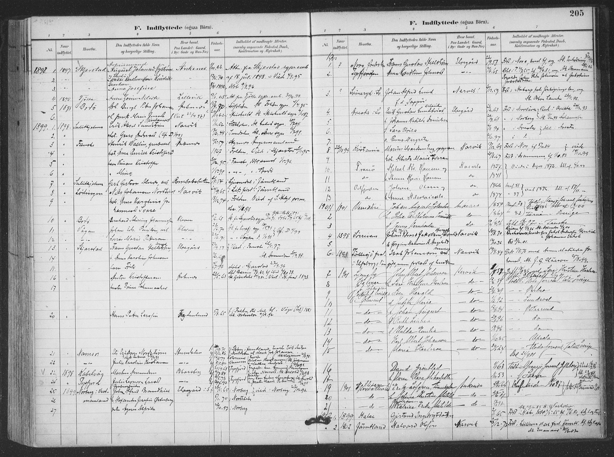 Ministerialprotokoller, klokkerbøker og fødselsregistre - Nordland, SAT/A-1459/866/L0939: Parish register (official) no. 866A02, 1894-1906, p. 205