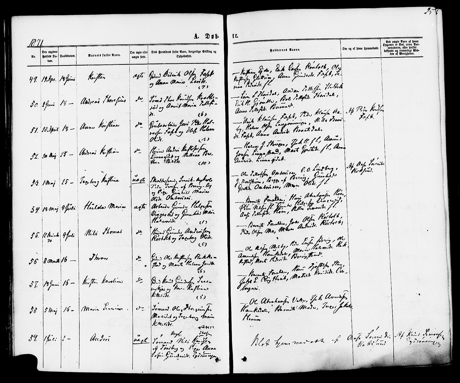 Bamble kirkebøker, AV/SAKO-A-253/F/Fa/L0006: Parish register (official) no. I 6, 1869-1877, p. 25