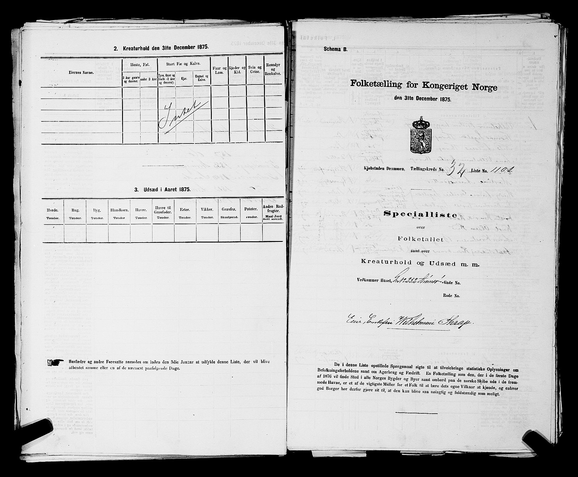 SAKO, 1875 census for 0602 Drammen, 1875, p. 2942