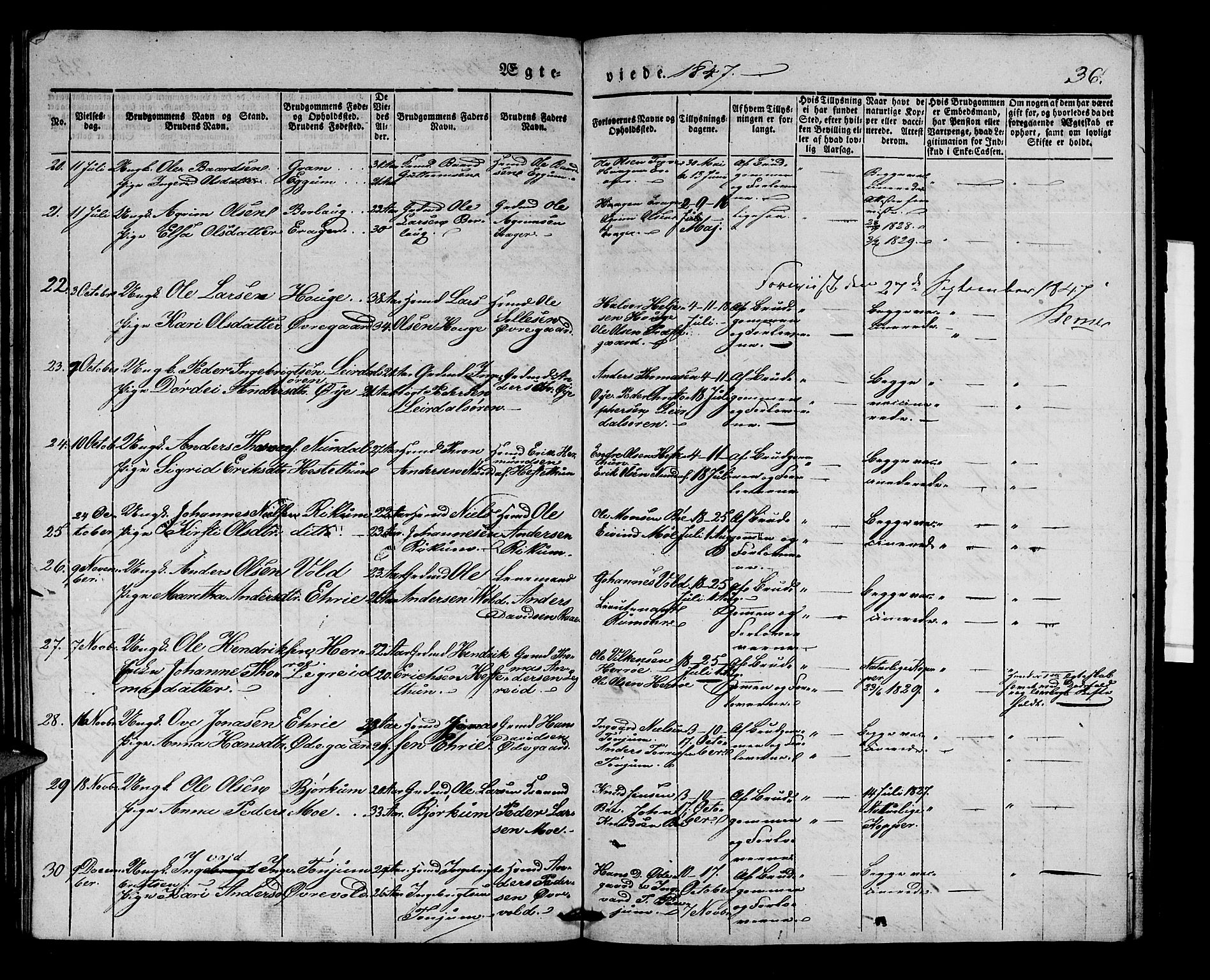 Lærdal sokneprestembete, SAB/A-81201: Parish register (official) no. A 8, 1834-1853, p. 36