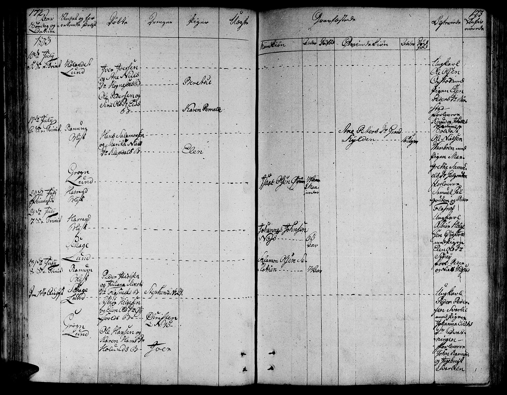 Ministerialprotokoller, klokkerbøker og fødselsregistre - Nord-Trøndelag, AV/SAT-A-1458/764/L0545: Parish register (official) no. 764A05, 1799-1816, p. 172-173