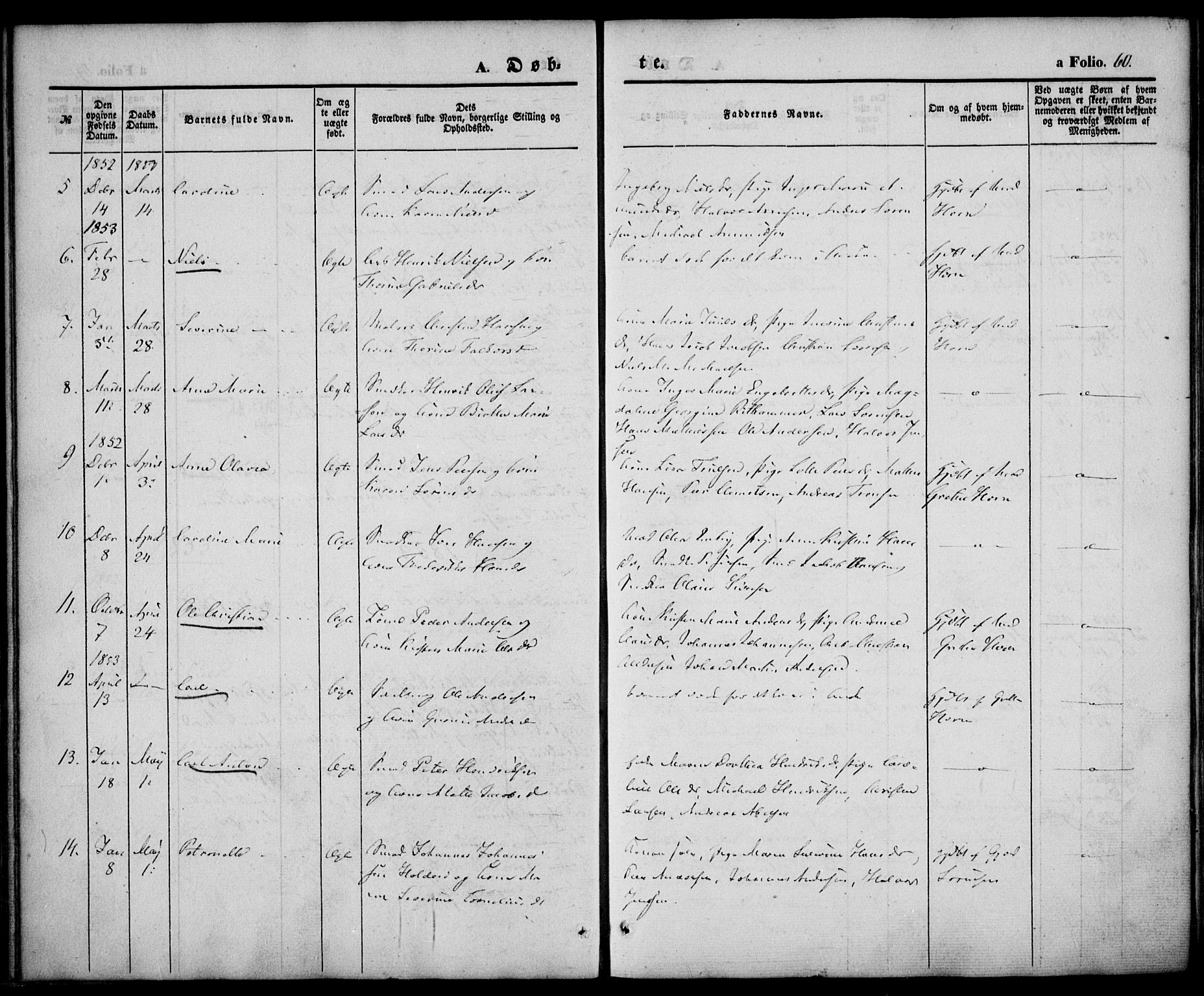 Larvik kirkebøker, AV/SAKO-A-352/F/Fb/L0003: Parish register (official) no. II 3, 1842-1856, p. 60