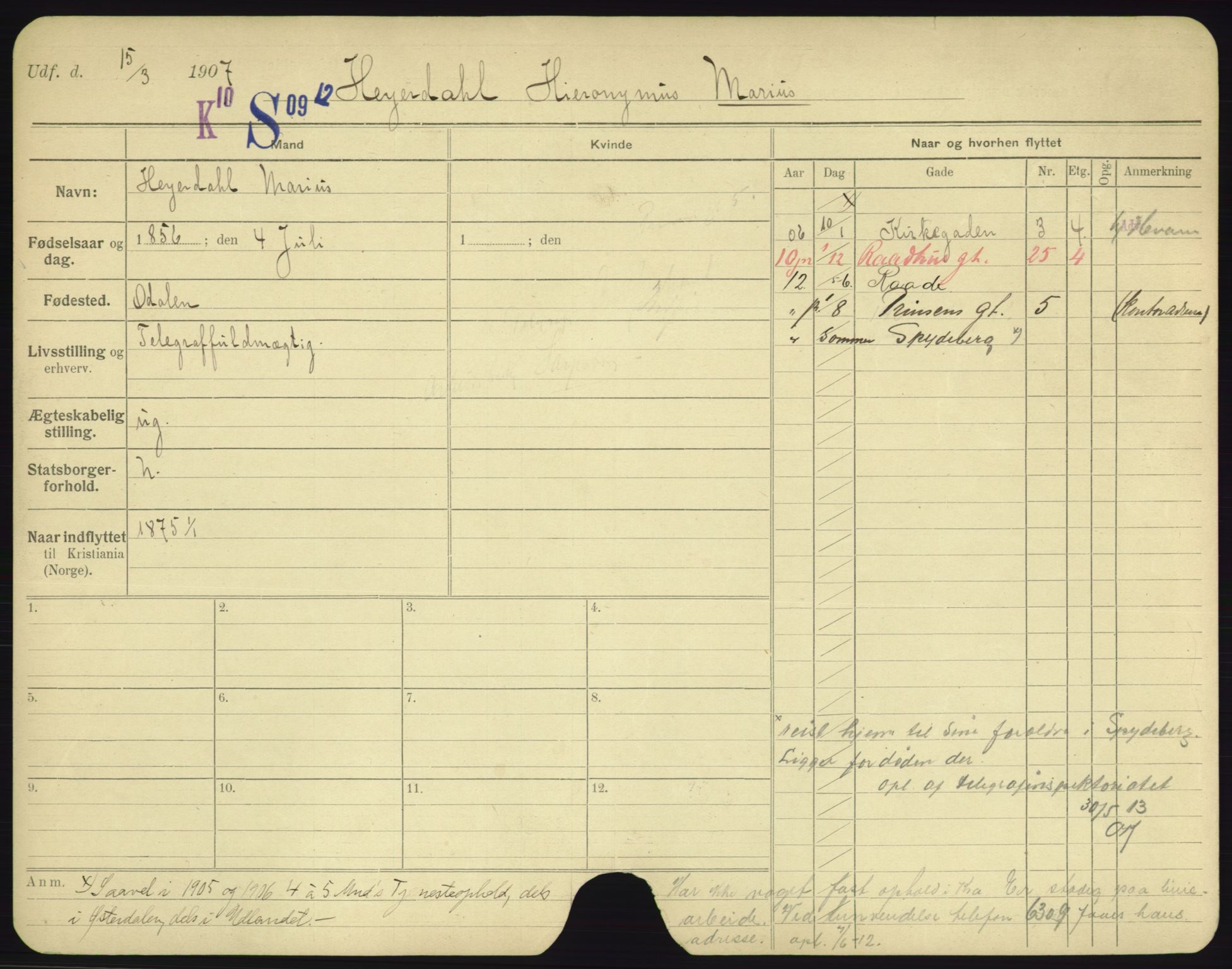 Oslo folkeregister, Registerkort, AV/SAO-A-11715/F/Fa/Fac/L0004: Menn, 1906-1914, p. 752a