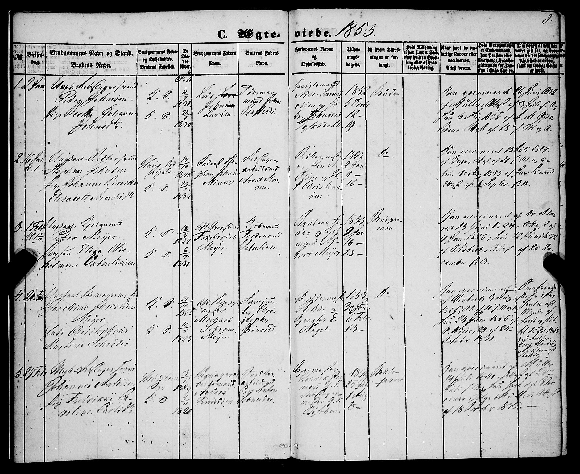 Korskirken sokneprestembete, SAB/A-76101/H/Haa/L0035: Parish register (official) no. D 2, 1852-1867, p. 8
