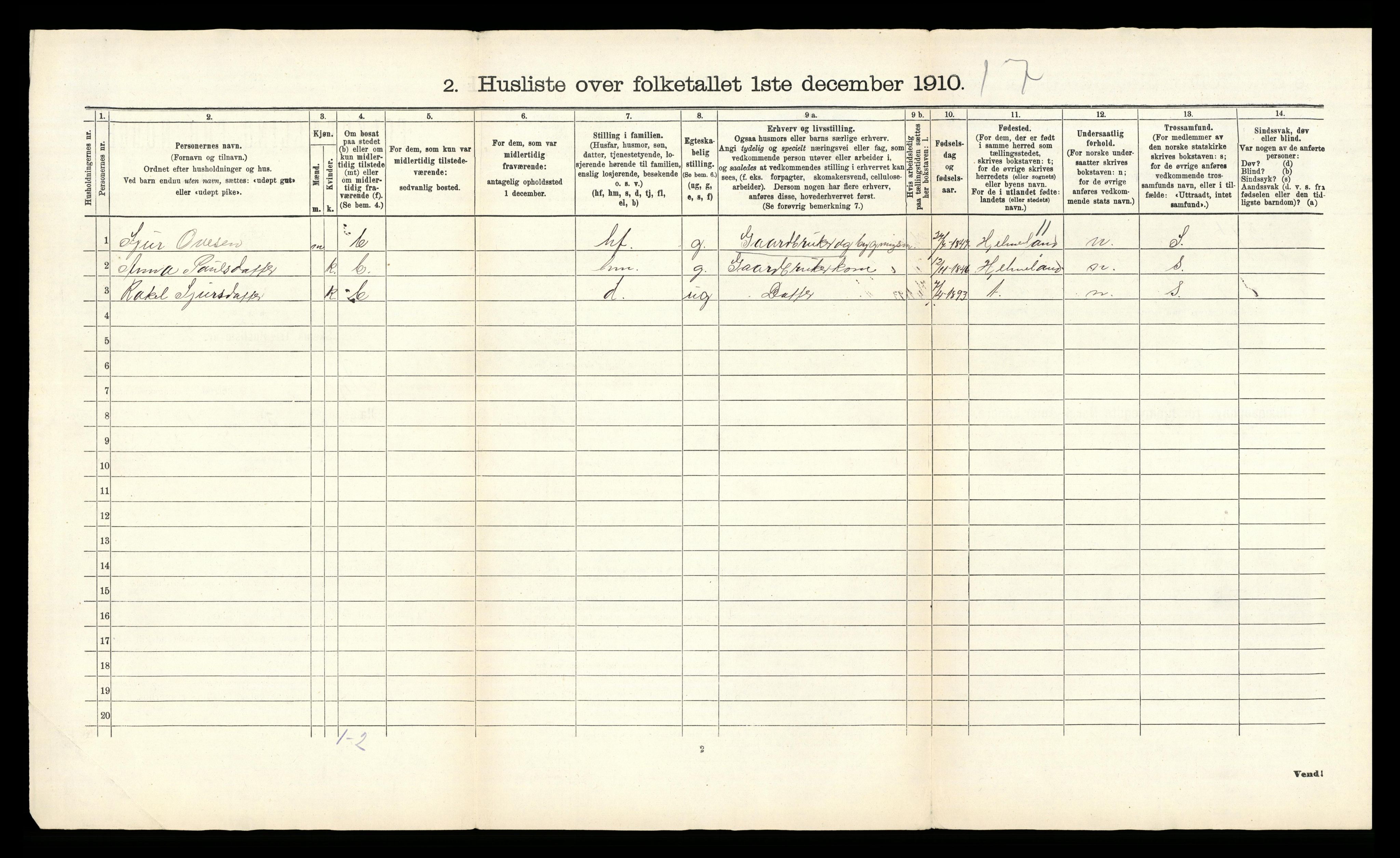 RA, 1910 census for Skjold, 1910, p. 37