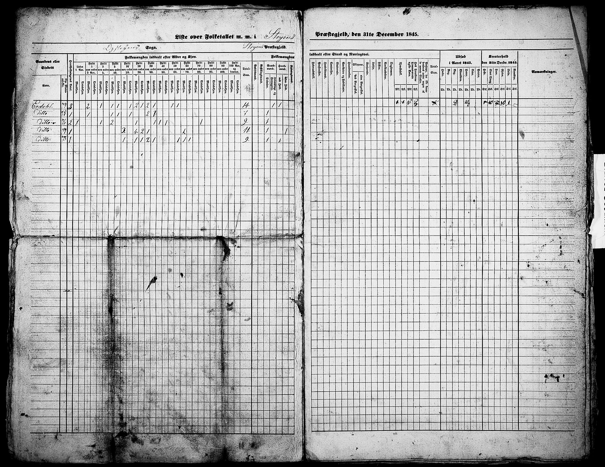 SAB, Census 1845 for Stryn, 1845