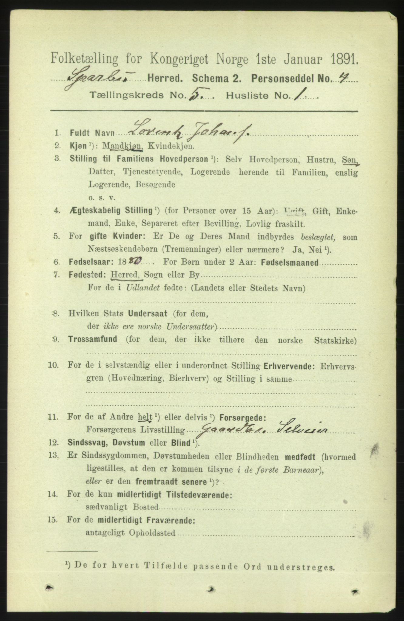 RA, 1891 census for 1731 Sparbu, 1891, p. 1684