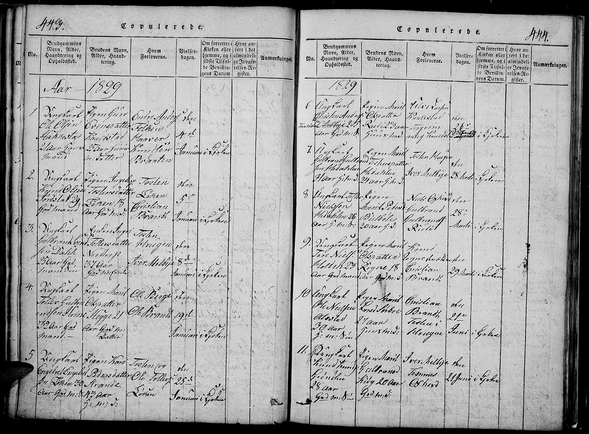 Slidre prestekontor, SAH/PREST-134/H/Ha/Hab/L0002: Parish register (copy) no. 2, 1814-1839, p. 443a-444a