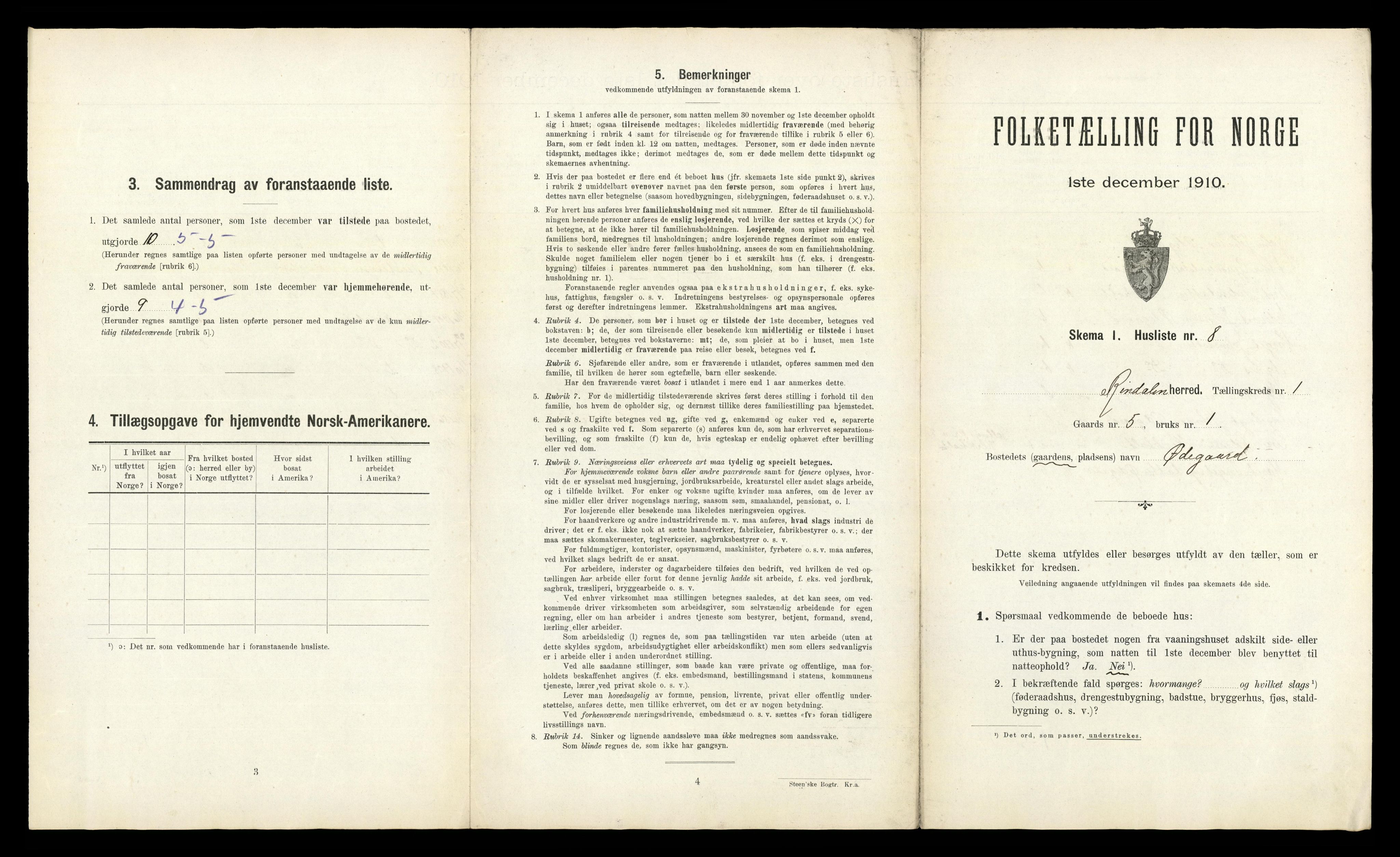 RA, 1910 census for Rindal, 1910, p. 49