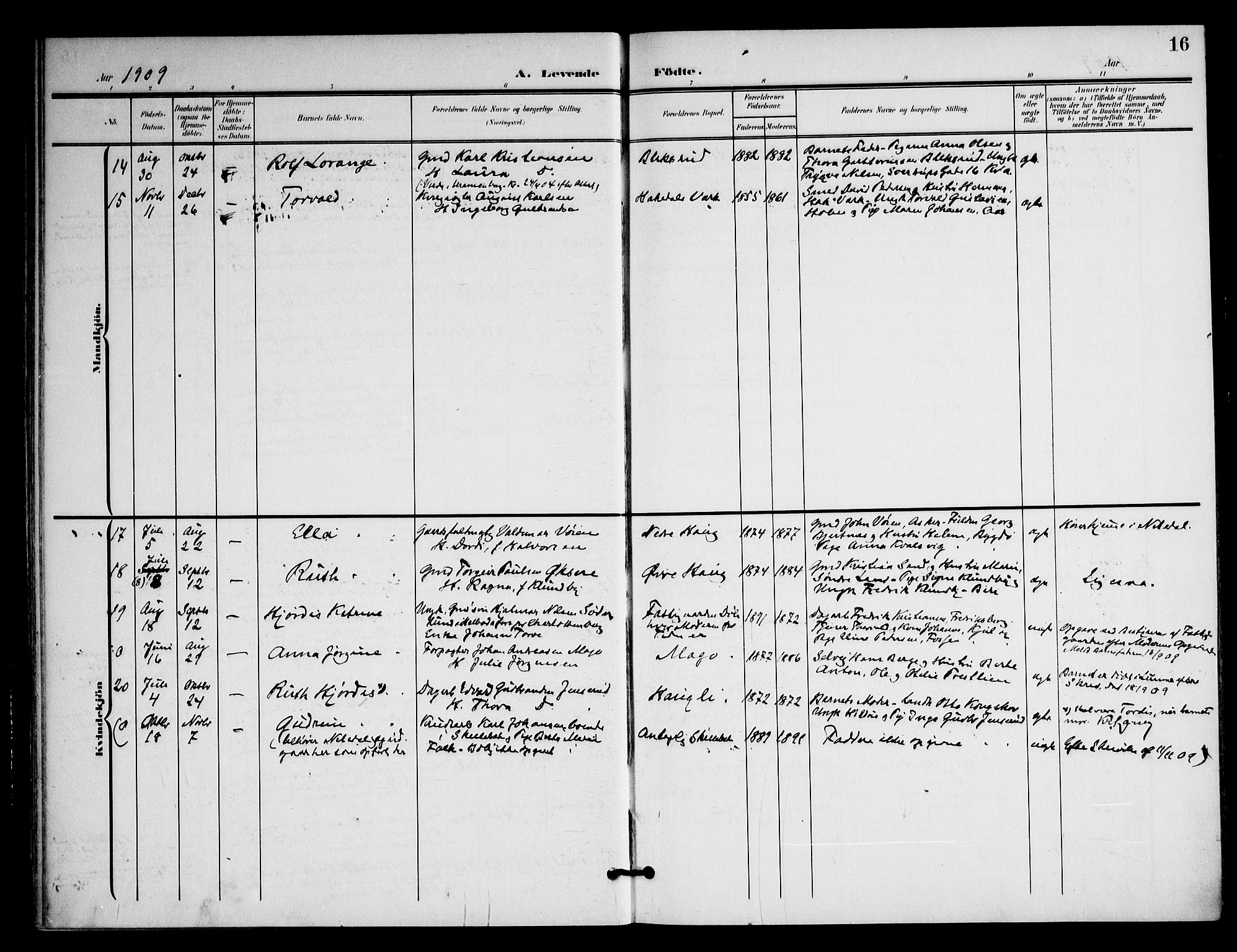 Nittedal prestekontor Kirkebøker, SAO/A-10365a/F/Fb/L0002: Parish register (official) no. II 2, 1902-1921, p. 16
