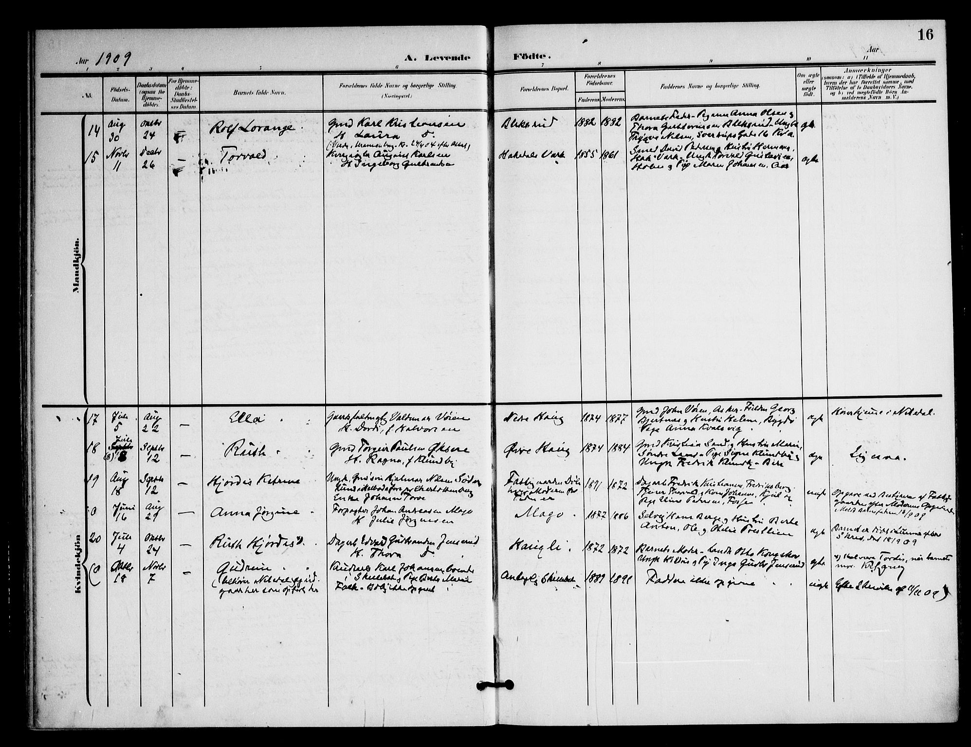 Nittedal prestekontor Kirkebøker, AV/SAO-A-10365a/F/Fb/L0002: Parish register (official) no. II 2, 1902-1921, p. 16