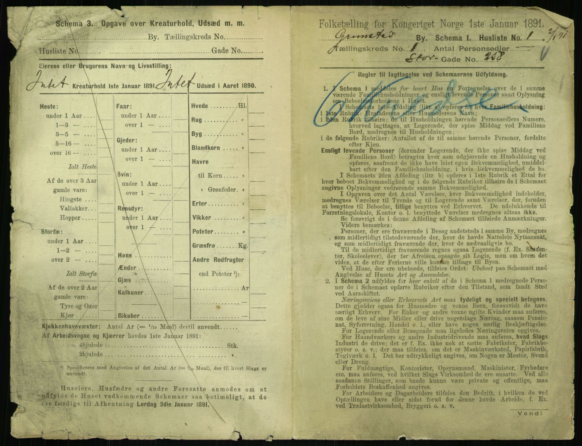 RA, 1891 census for 0904 Grimstad, 1891, p. 20