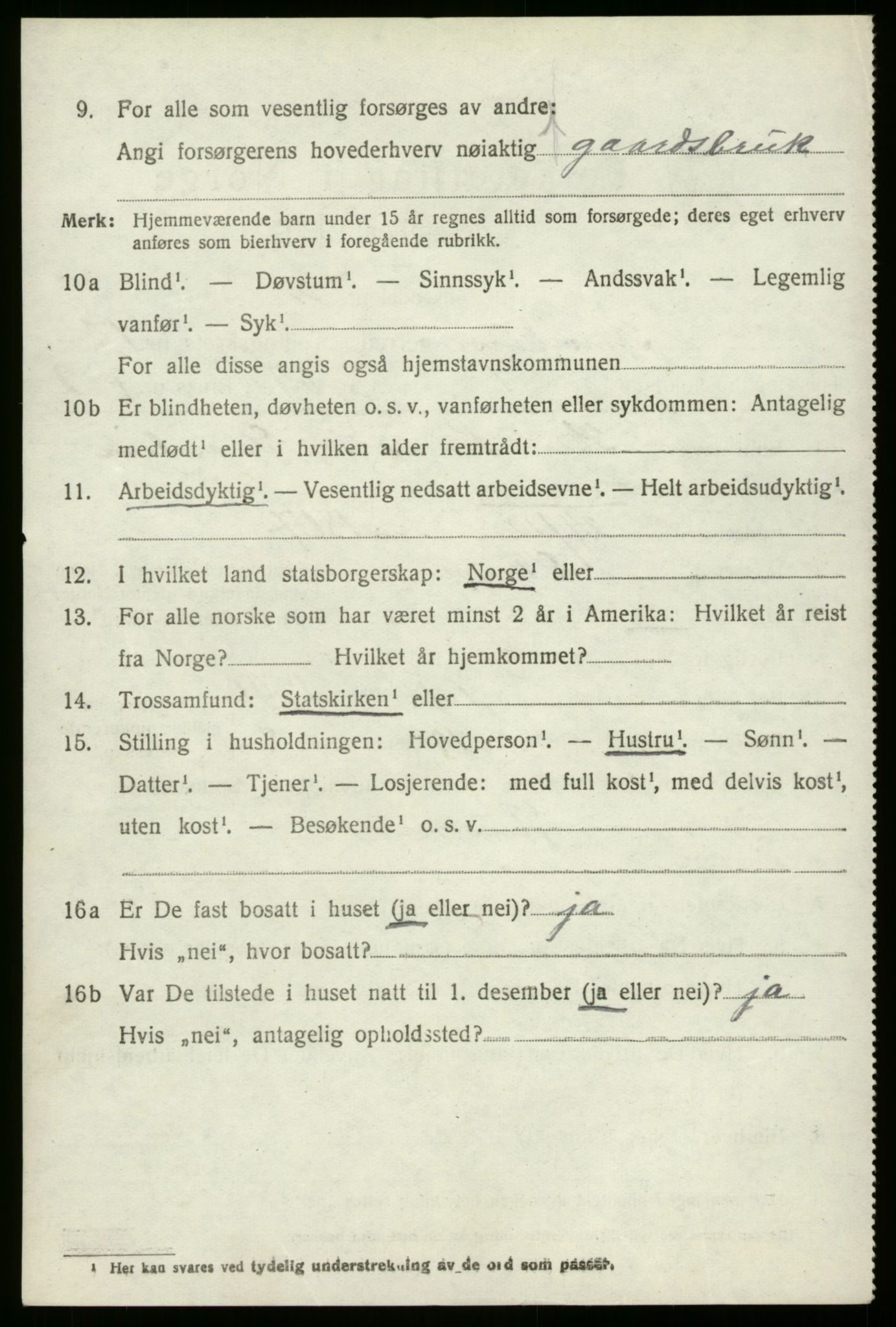 SAB, 1920 census for Innvik, 1920, p. 6768