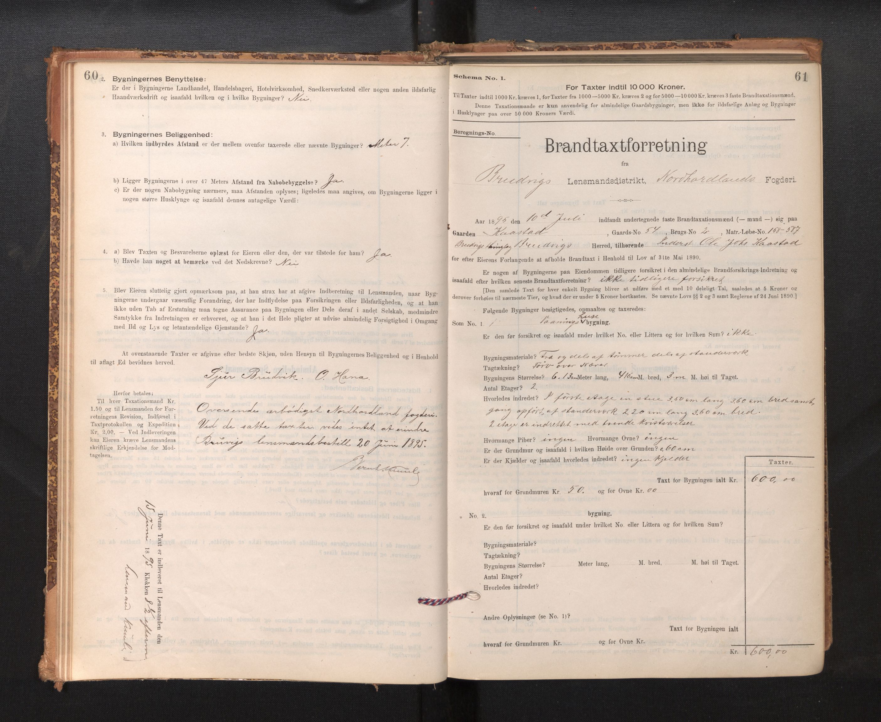 Lensmannen i Bruvik, AV/SAB-A-31301/0012/L0006: Branntakstprotokoll, skjematakst, 1894-1906, p. 60-61