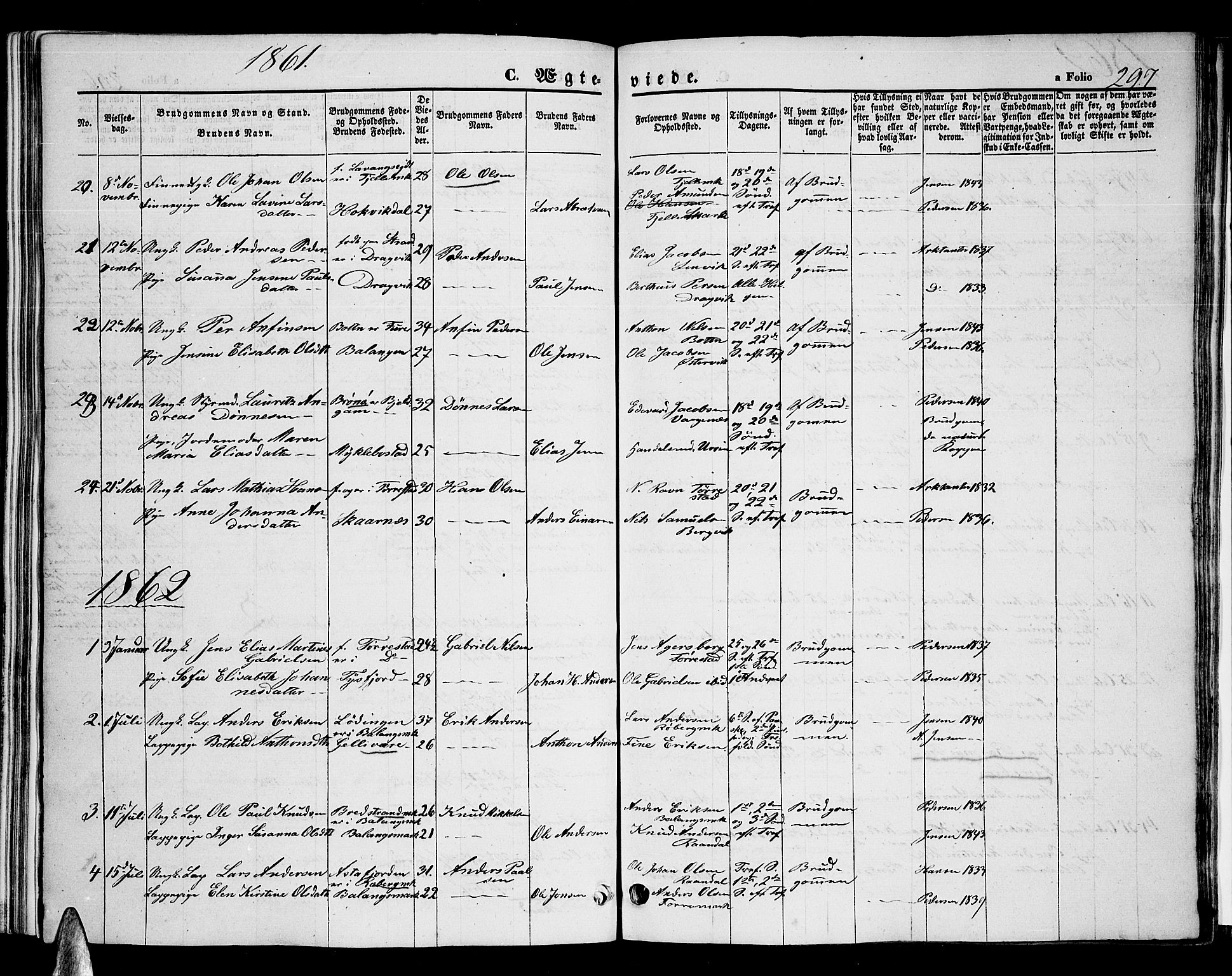 Ministerialprotokoller, klokkerbøker og fødselsregistre - Nordland, AV/SAT-A-1459/863/L0912: Parish register (copy) no. 863C02, 1858-1876, p. 297