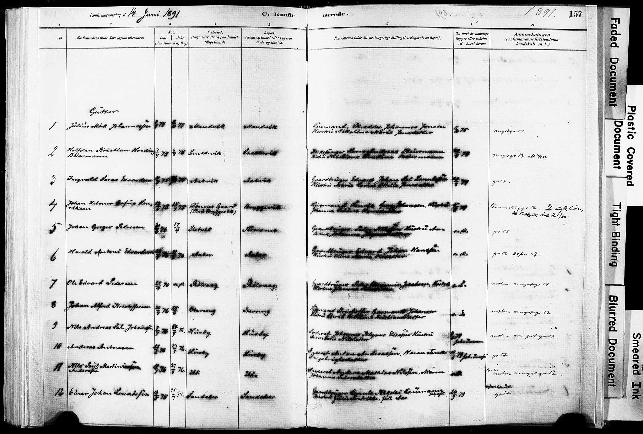 Ministerialprotokoller, klokkerbøker og fødselsregistre - Nordland, AV/SAT-A-1459/835/L0525: Parish register (official) no. 835A03I, 1881-1910, p. 157