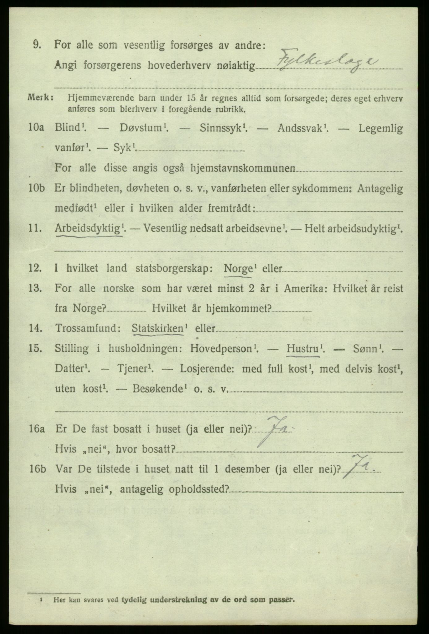 SAB, 1920 census for Gulen, 1920, p. 2106