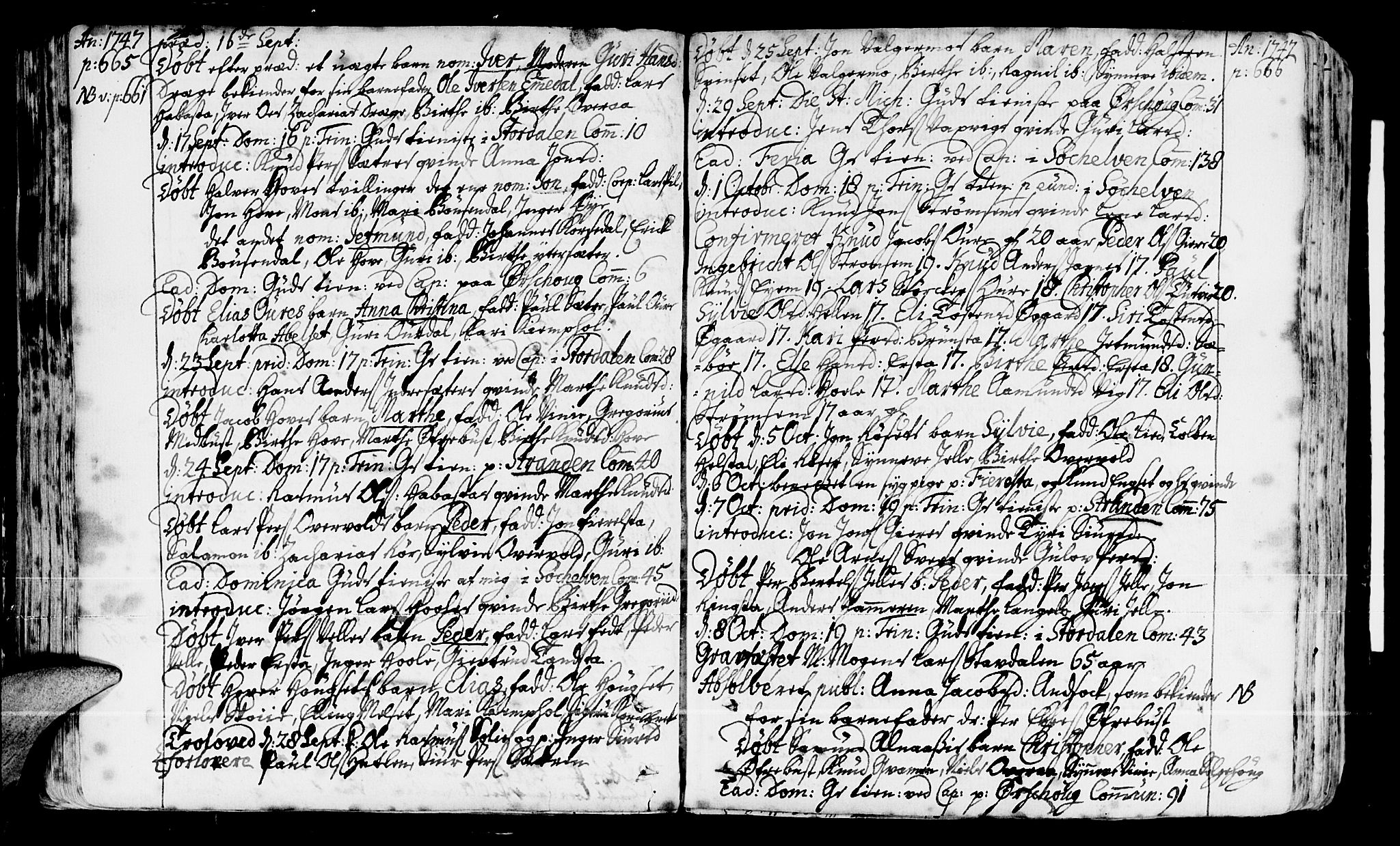 Ministerialprotokoller, klokkerbøker og fødselsregistre - Møre og Romsdal, AV/SAT-A-1454/522/L0307: Parish register (official) no. 522A02, 1743-1773, p. 665-666