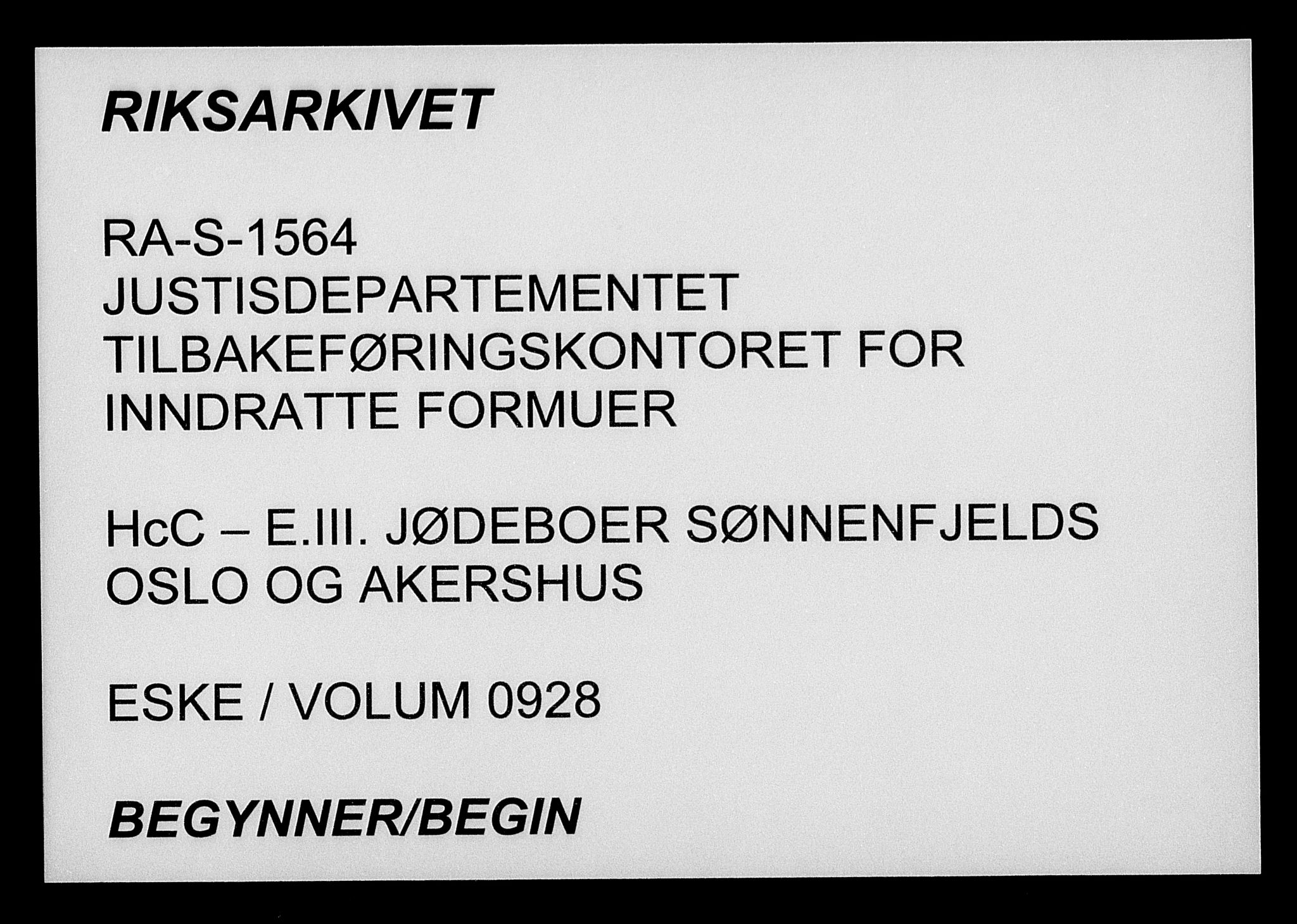 Justisdepartementet, Tilbakeføringskontoret for inndratte formuer, AV/RA-S-1564/H/Hc/Hcc/L0928: --, 1945-1947, p. 1