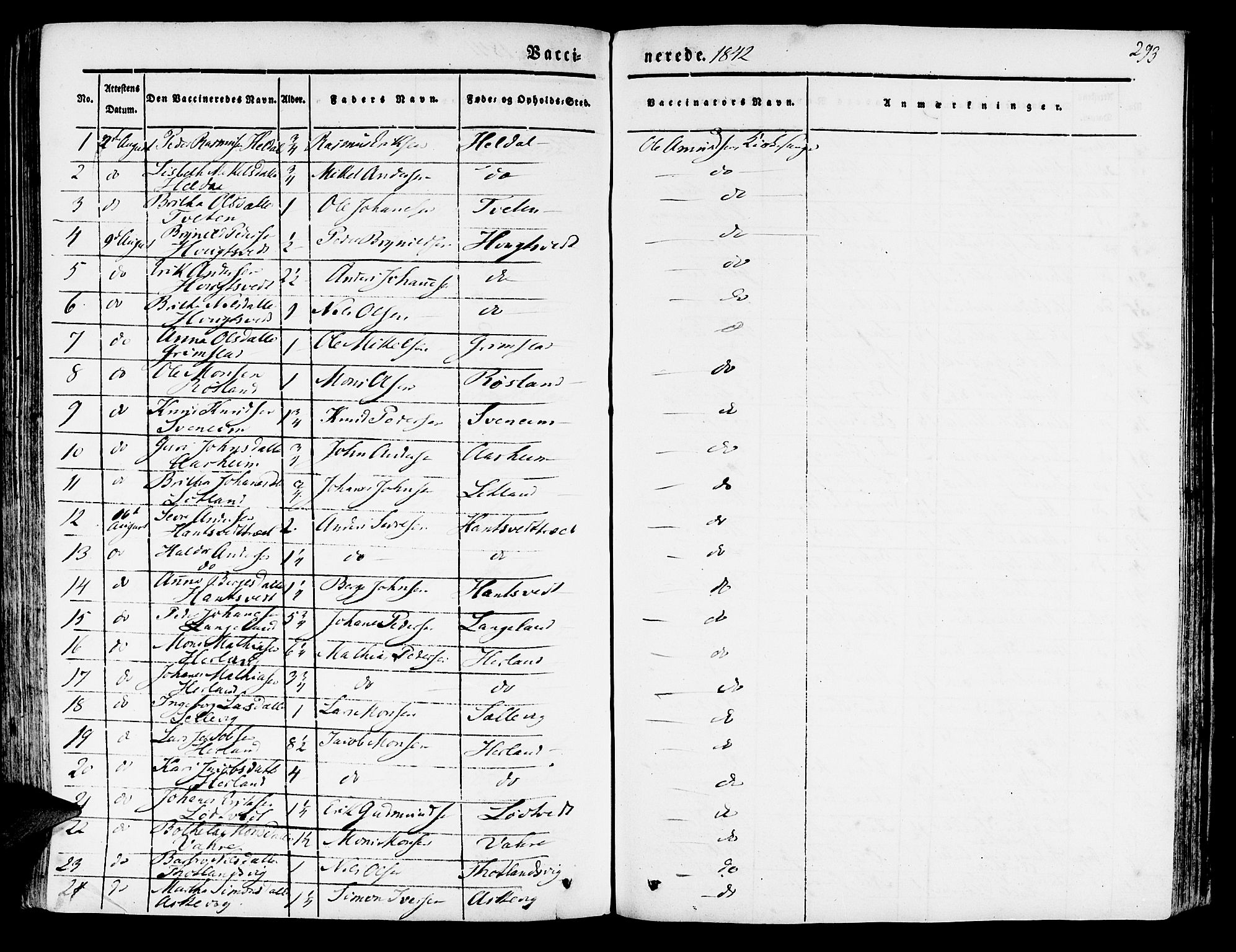 Hosanger sokneprestembete, SAB/A-75801/H/Haa: Parish register (official) no. A 7, 1835-1848, p. 293