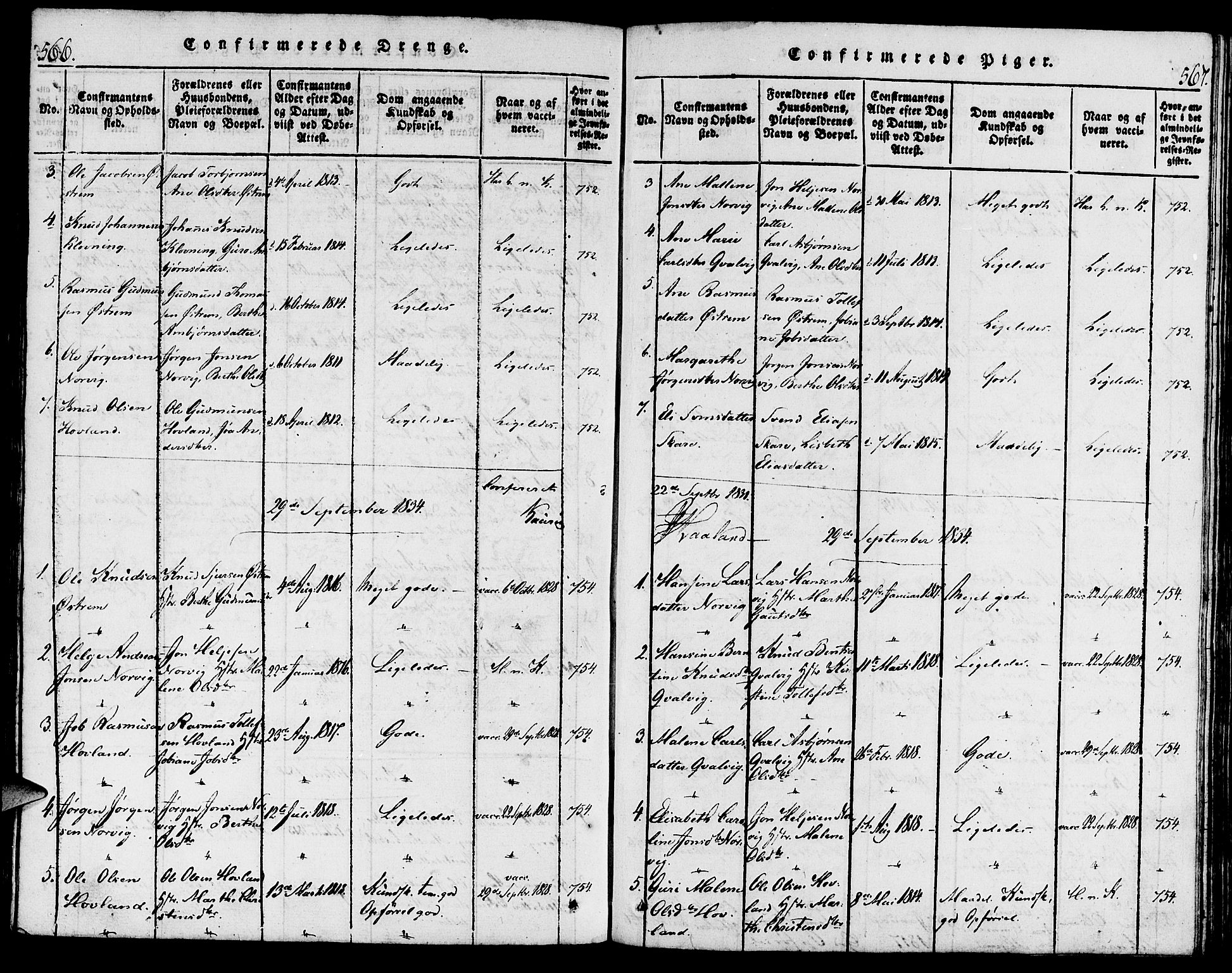 Torvastad sokneprestkontor, SAST/A -101857/H/Ha/Haa/L0003: Parish register (official) no. A 3 /2, 1817-1837, p. 566-567