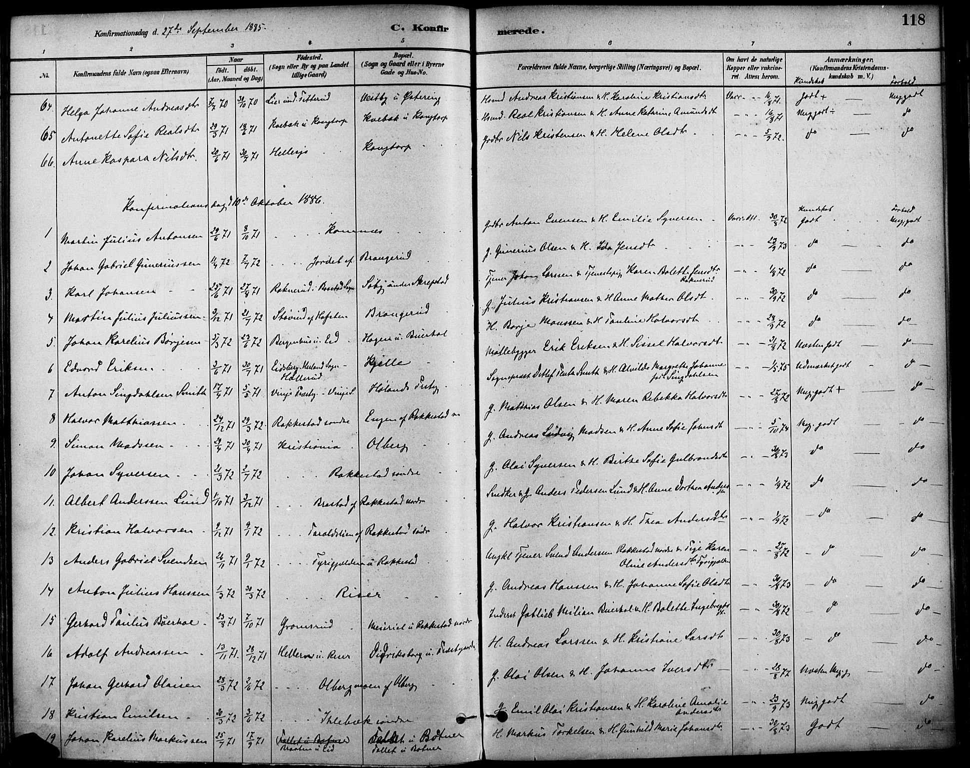 Høland prestekontor Kirkebøker, SAO/A-10346a/F/Fa/L0013: Parish register (official) no. I 13, 1880-1897, p. 118
